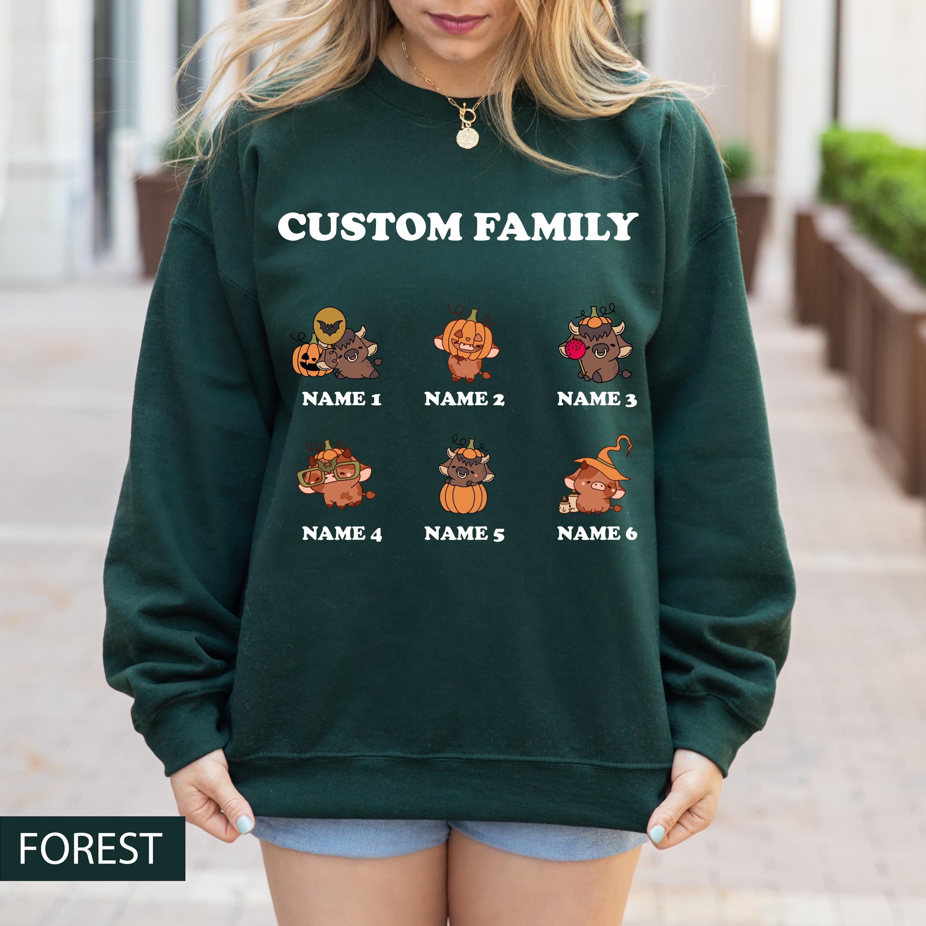 Custom Halloween cute cow family sweatshirt, Custom sweatshirt, Personalized family Halloween sweatshirt, Spooky season sweatshirt