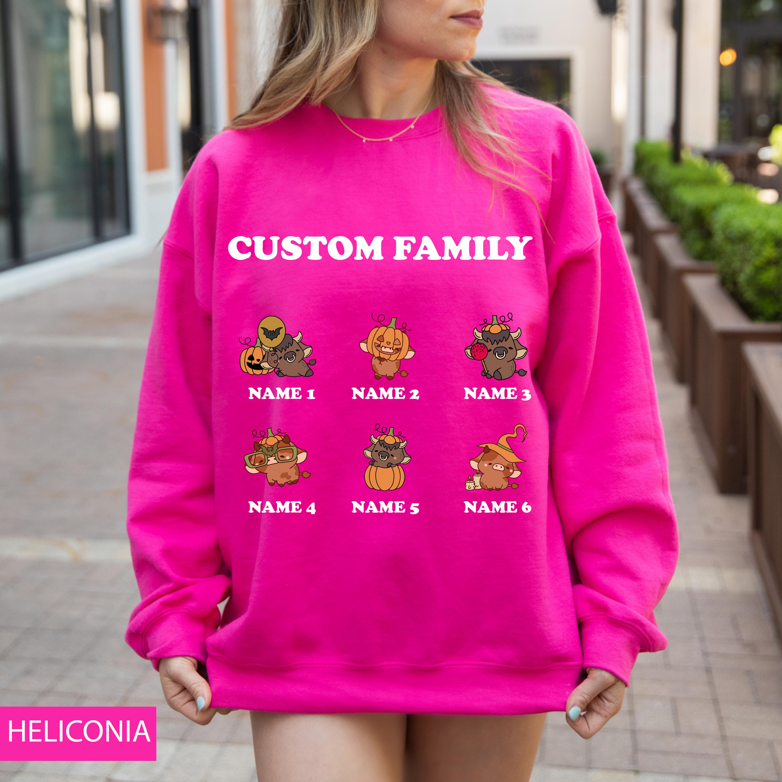 Custom Halloween cute cow family sweatshirt, Custom sweatshirt, Personalized family Halloween sweatshirt, Spooky season sweatshirt