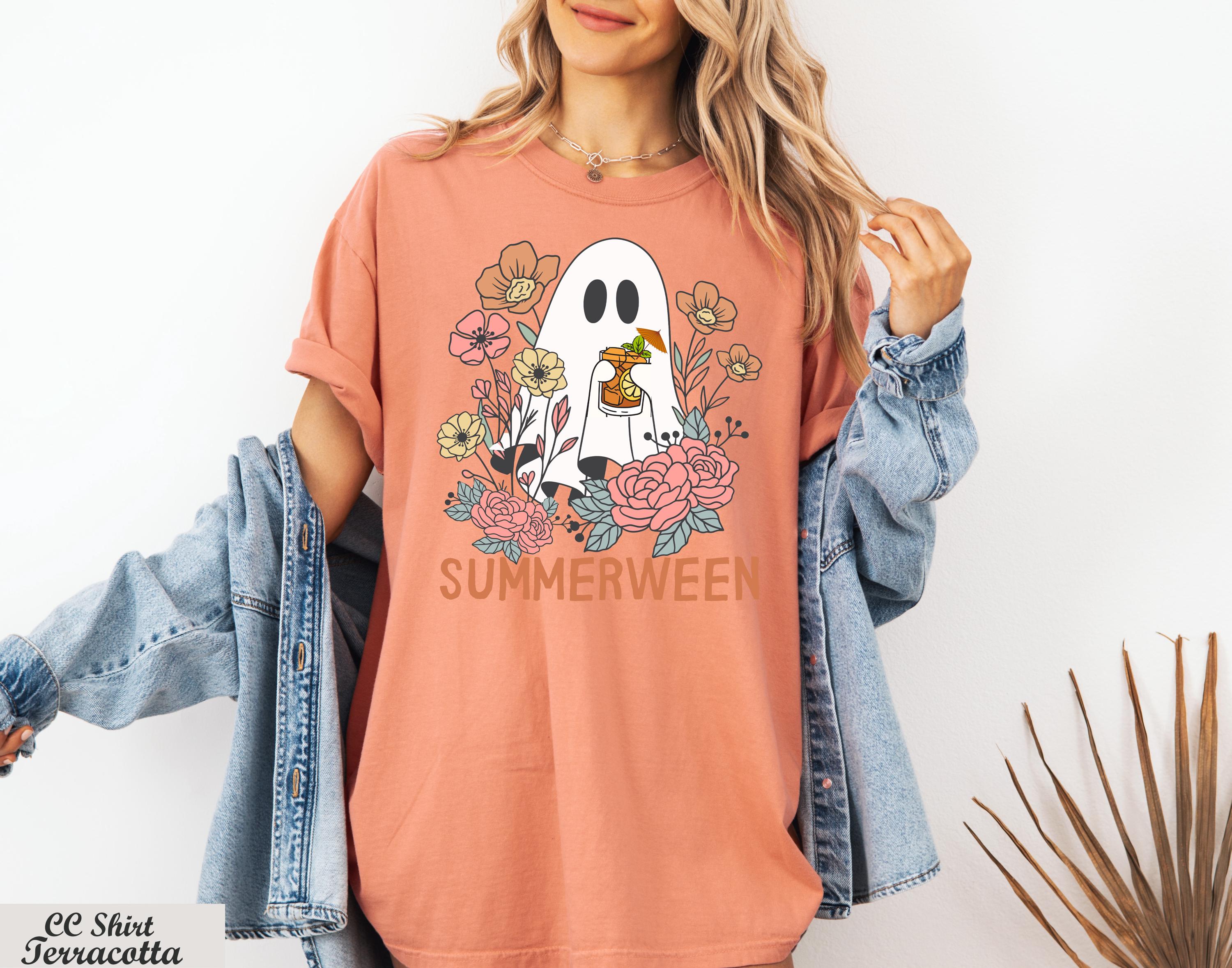 Ghost Summerween Shirt, Funny Summer Halloween Shirt,Vintage Summer Tee,Halloween Cocktail Shirt,Halloween Beachy Gift,Spooky Season Shirt