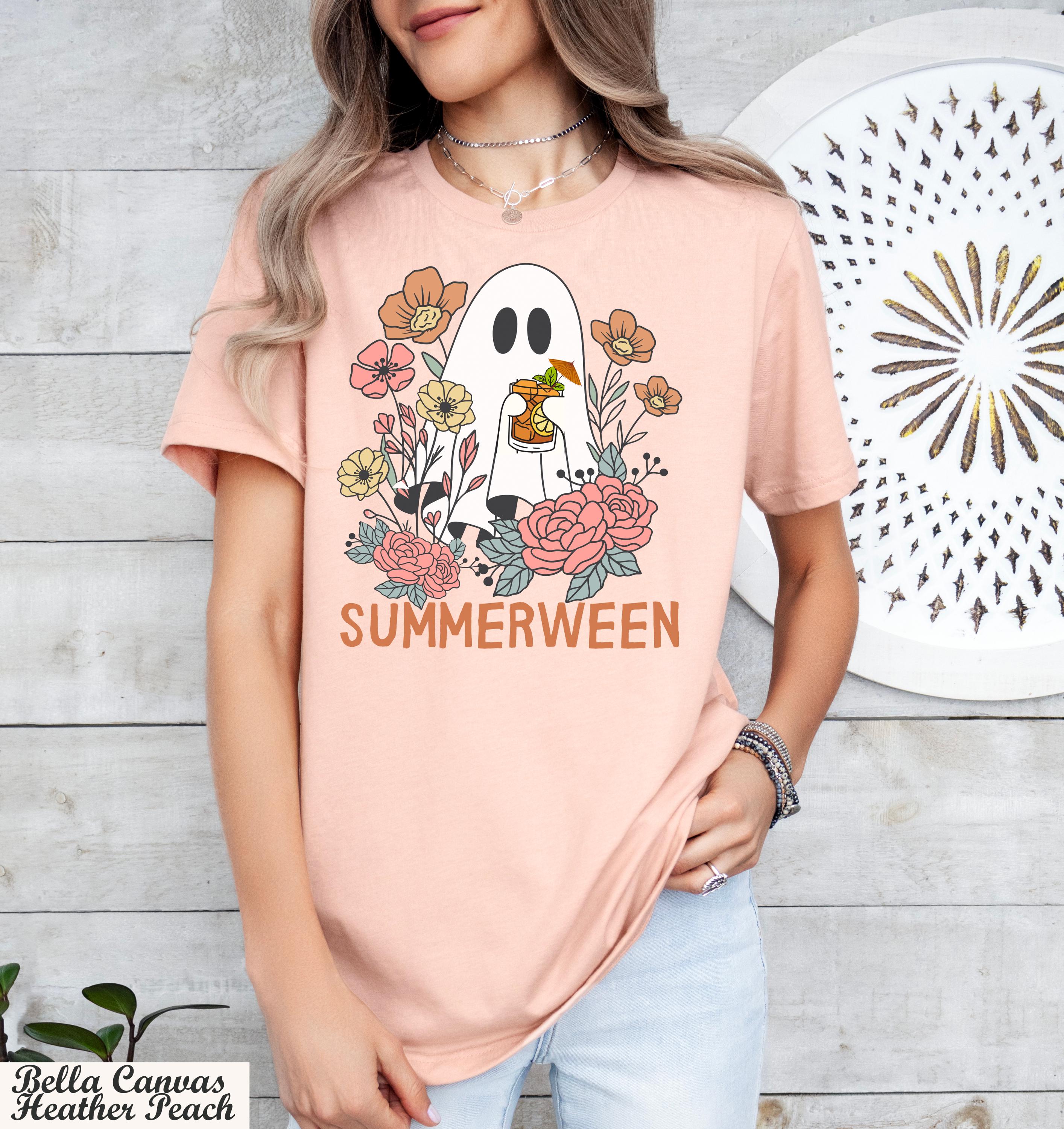 Ghost Summerween Shirt, Funny Summer Halloween Shirt,Vintage Summer Tee,Halloween Cocktail Shirt,Halloween Beachy Gift,Spooky Season Shirt