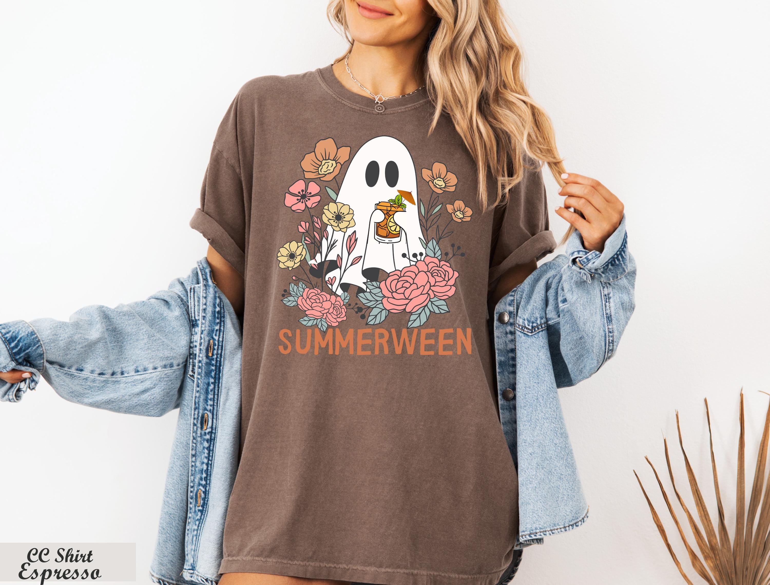 Ghost Summerween Shirt, Funny Summer Halloween Shirt,Vintage Summer Tee,Halloween Cocktail Shirt,Halloween Beachy Gift,Spooky Season Shirt