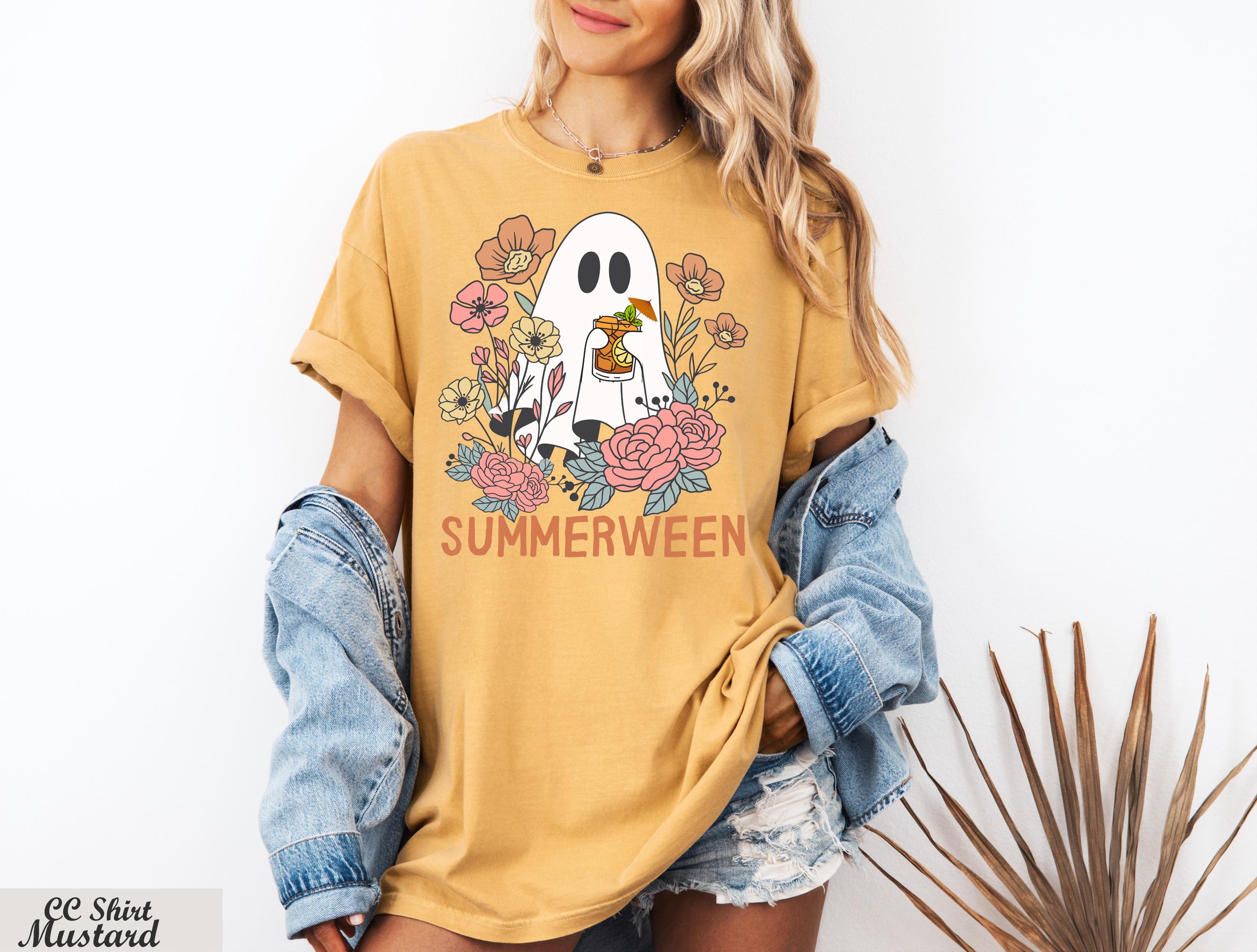 Ghost Summerween Shirt, Funny Summer Halloween Shirt,Vintage Summer Tee,Halloween Cocktail Shirt,Halloween Beachy Gift,Spooky Season Shirt