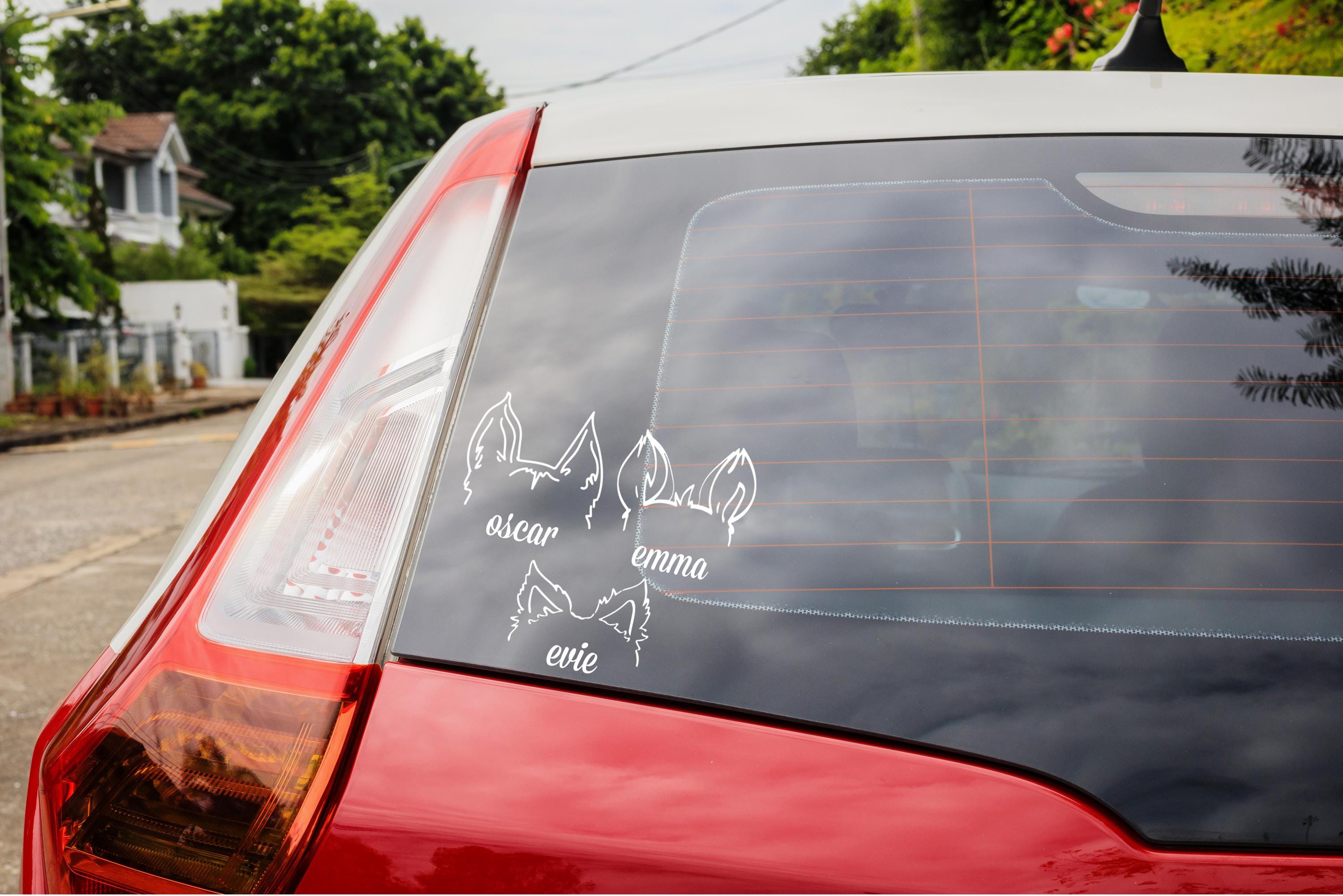 Dog Ear Car Decal, Custom Dog Name Decal, Dog Mom Sticker,, Dog Vinyl Decal, Pet Ears Car Decal,Dog Gift,Dog Memorial Sticker,Custom Decal