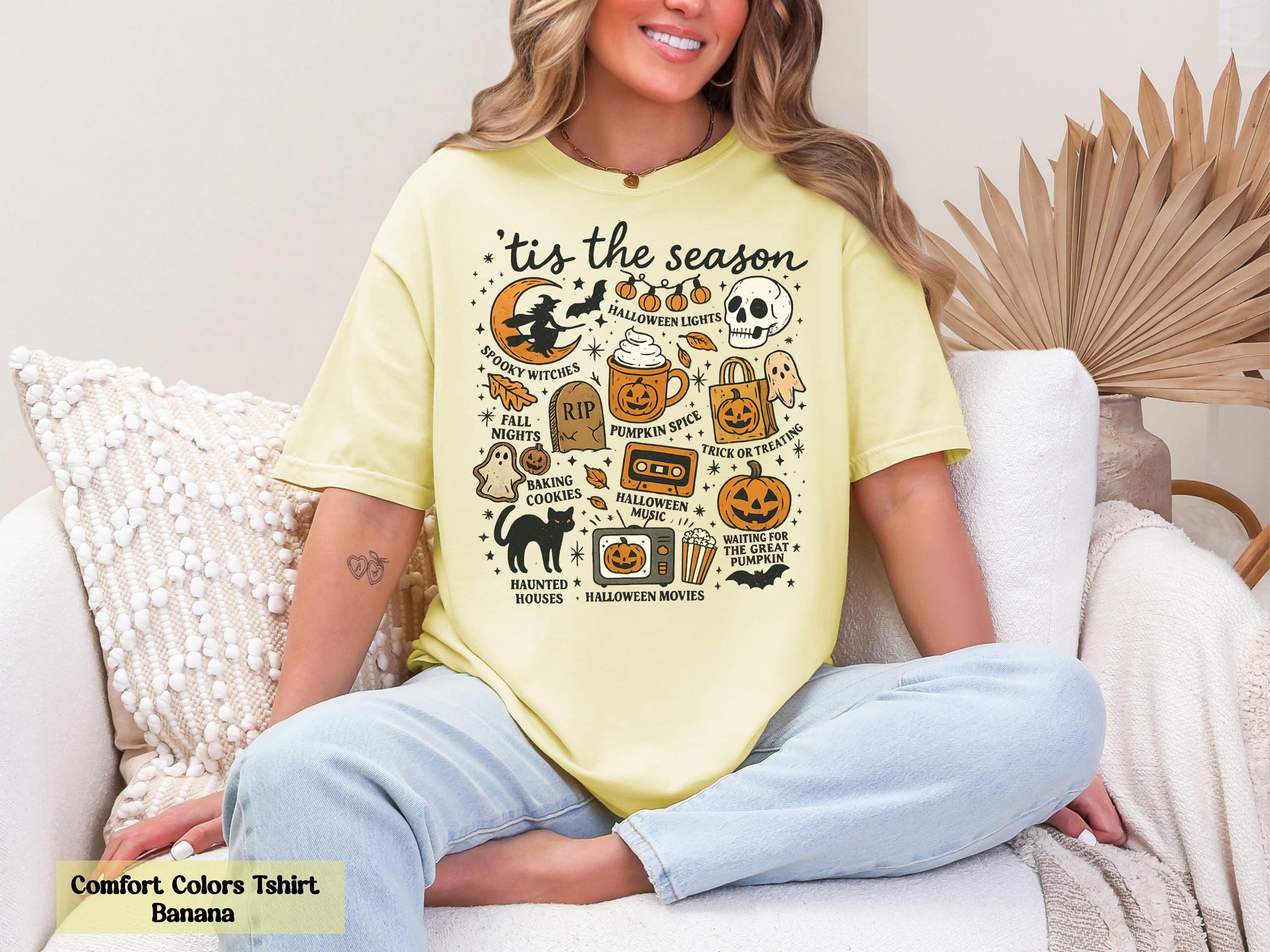 Tis The Season Shirt, Witchy Gifts, Spooky Vibes Tee, Pumpkin Tee, Halloween Vibes Shirt, Vintage Halloween Shirt,, Fall Nights Shirt Gift