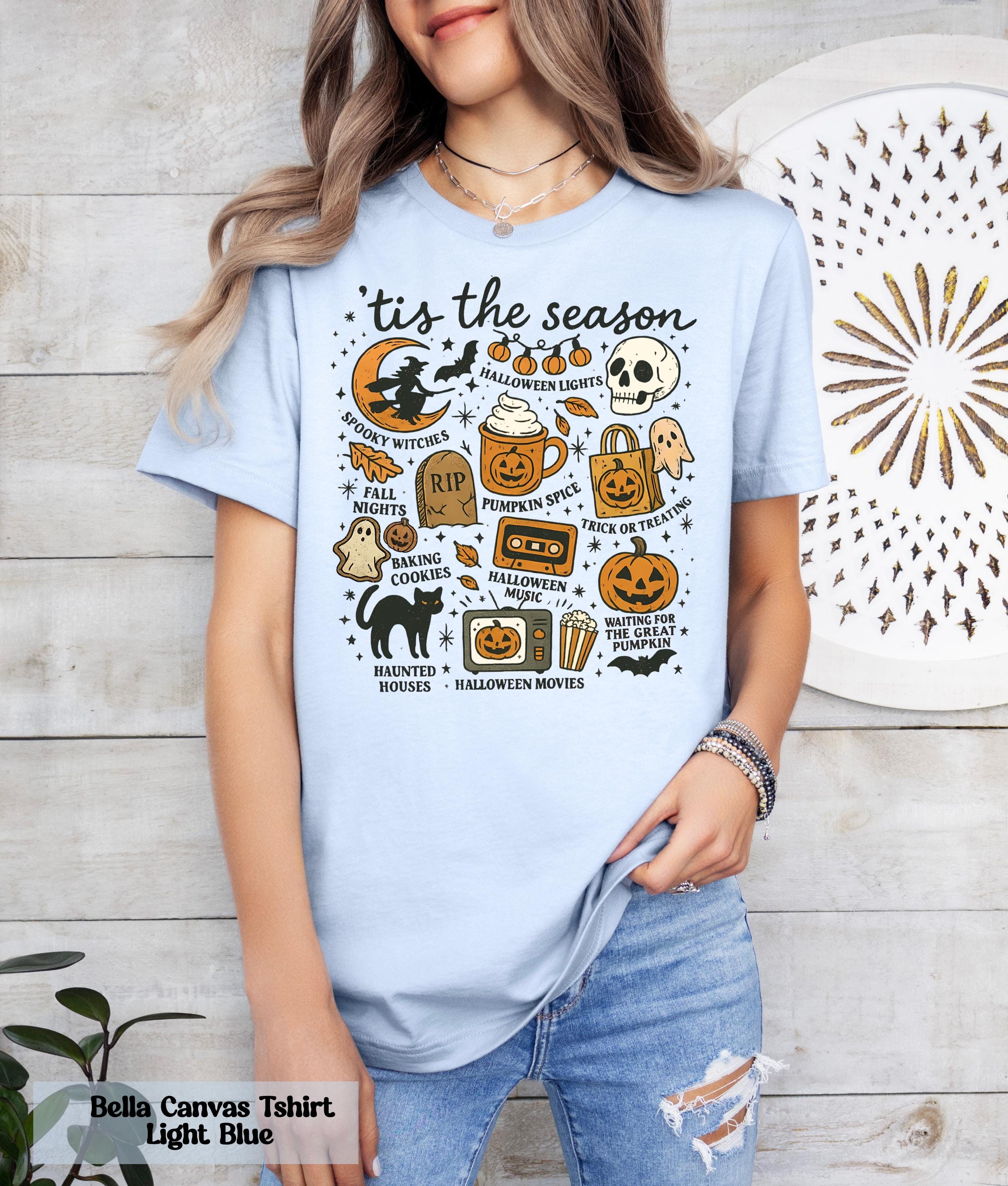 Tis The Season Shirt, Witchy Gifts, Spooky Vibes Tee, Pumpkin Tee, Halloween Vibes Shirt, Vintage Halloween Shirt,, Fall Nights Shirt Gift