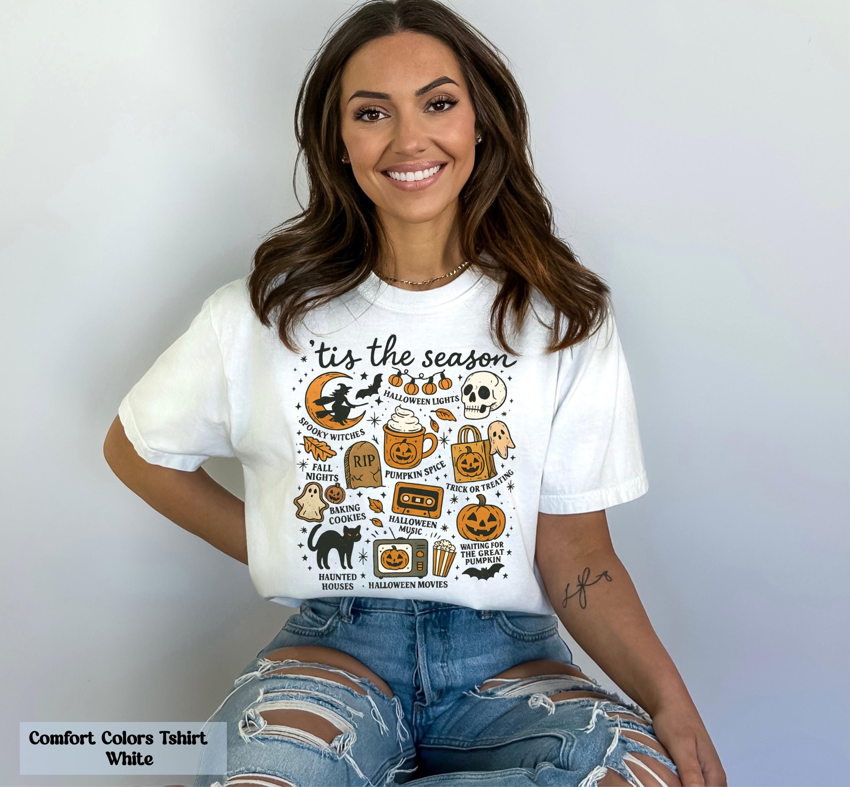 Tis The Season Shirt, Witchy Gifts, Spooky Vibes Tee, Pumpkin Tee, Halloween Vibes Shirt, Vintage Halloween Shirt,, Fall Nights Shirt Gift