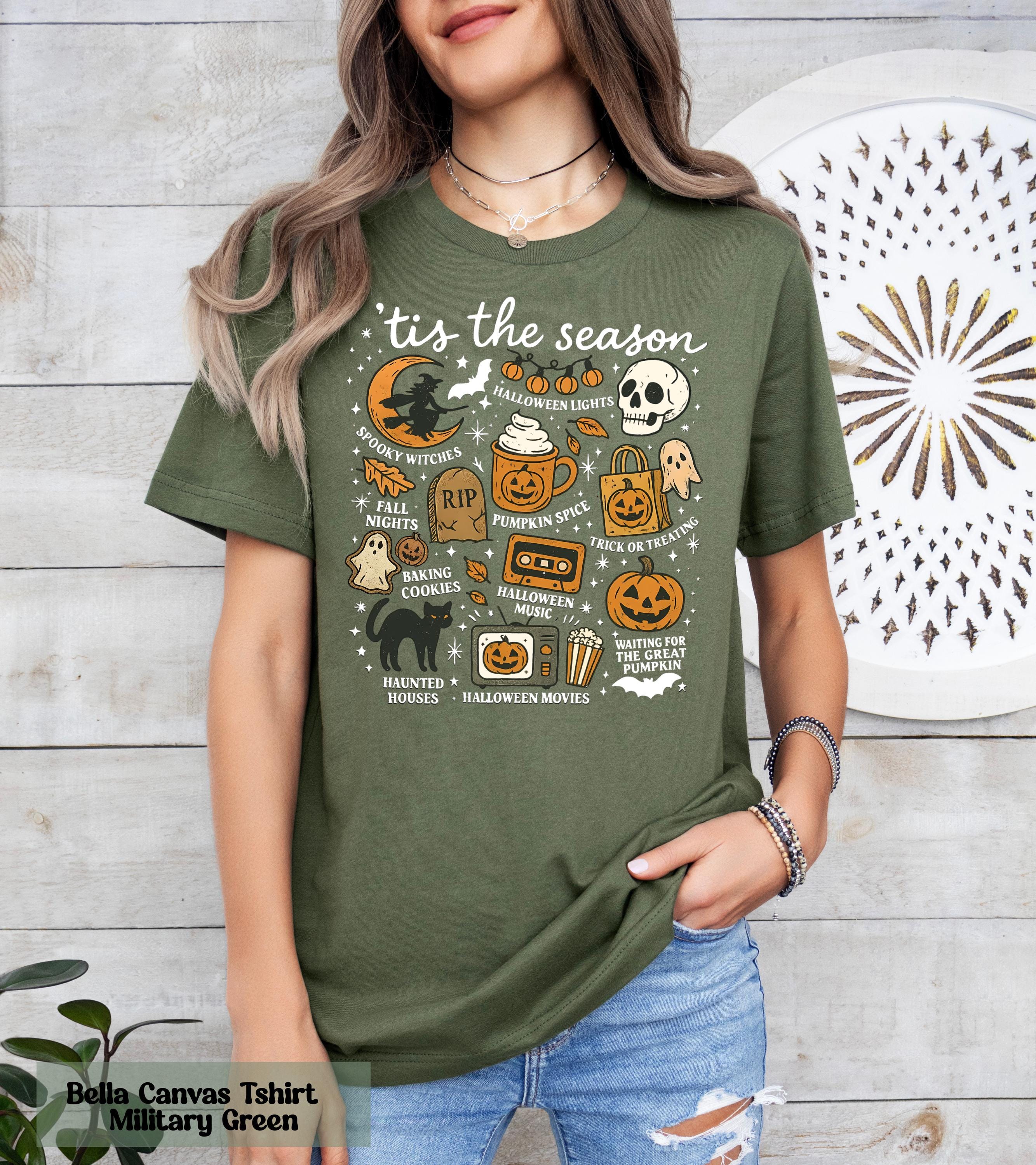 Tis The Season Shirt, Witchy Gifts, Spooky Vibes Tee, Pumpkin Tee, Halloween Vibes Shirt, Vintage Halloween Shirt,, Fall Nights Shirt Gift