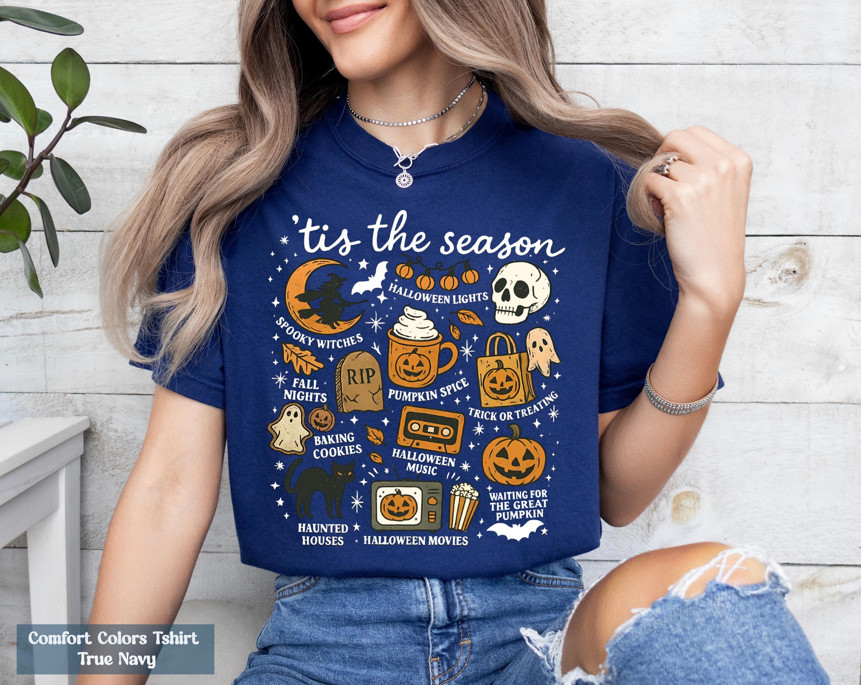 Tis The Season Shirt, Witchy Gifts, Spooky Vibes Tee, Pumpkin Tee, Halloween Vibes Shirt, Vintage Halloween Shirt,, Fall Nights Shirt Gift