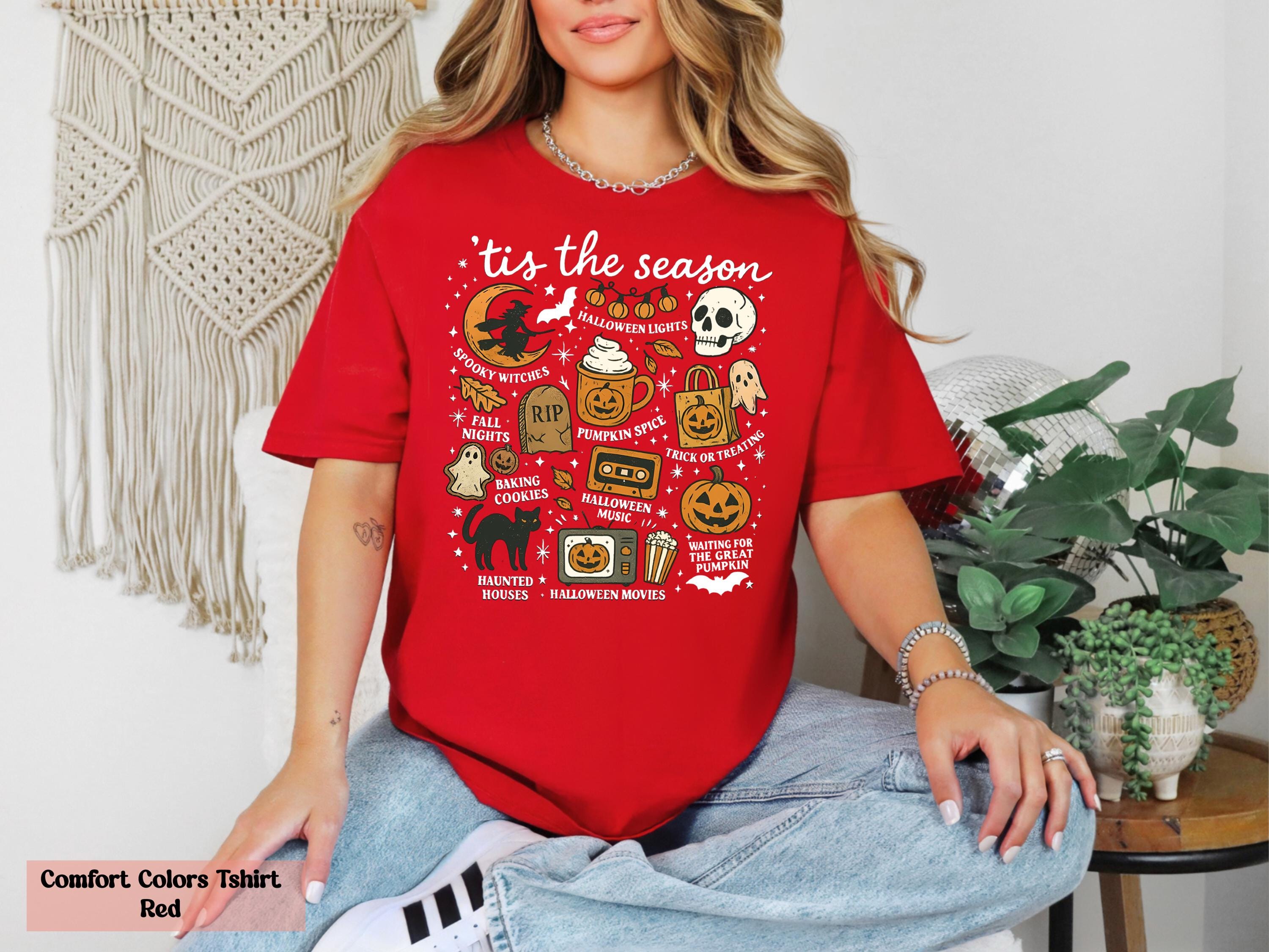 Tis The Season Shirt, Witchy Gifts, Spooky Vibes Tee, Pumpkin Tee, Halloween Vibes Shirt, Vintage Halloween Shirt,, Fall Nights Shirt Gift