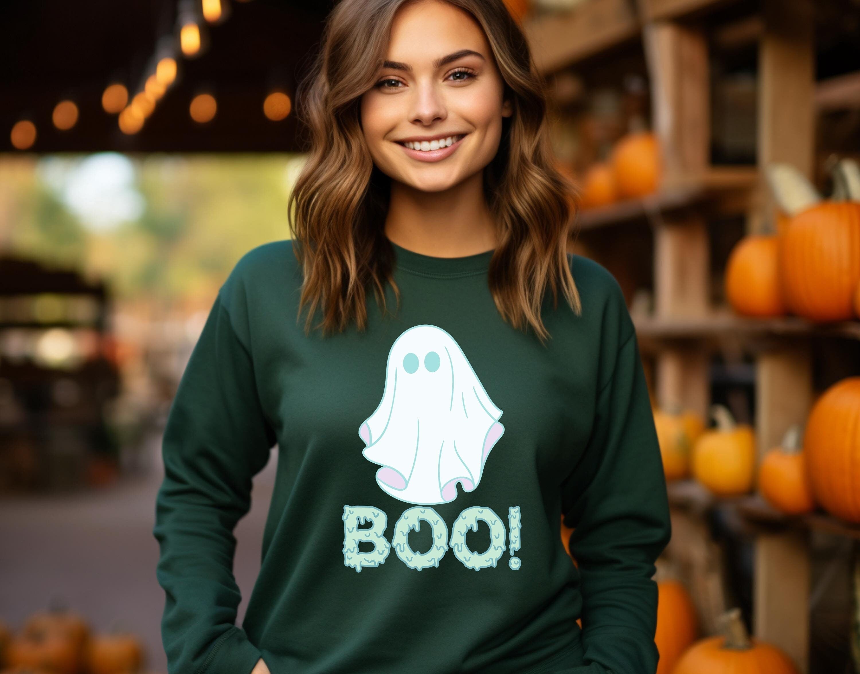 Halloween boo ghost Sweatshirt , cute ghost Sweatshirt, Spooky Season sweatshirt, Halloween Gift, Halloween cute boo ghost sweatshirt