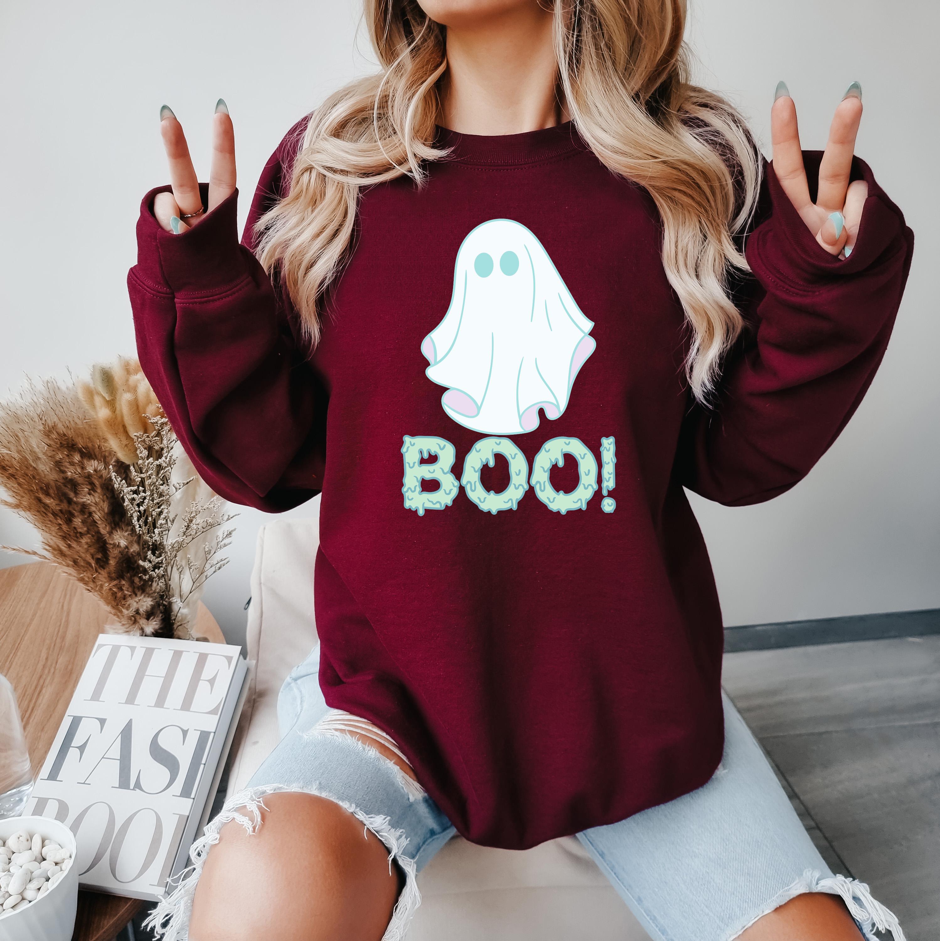 Halloween boo ghost Sweatshirt , cute ghost Sweatshirt, Spooky Season sweatshirt, Halloween Gift, Halloween cute boo ghost sweatshirt