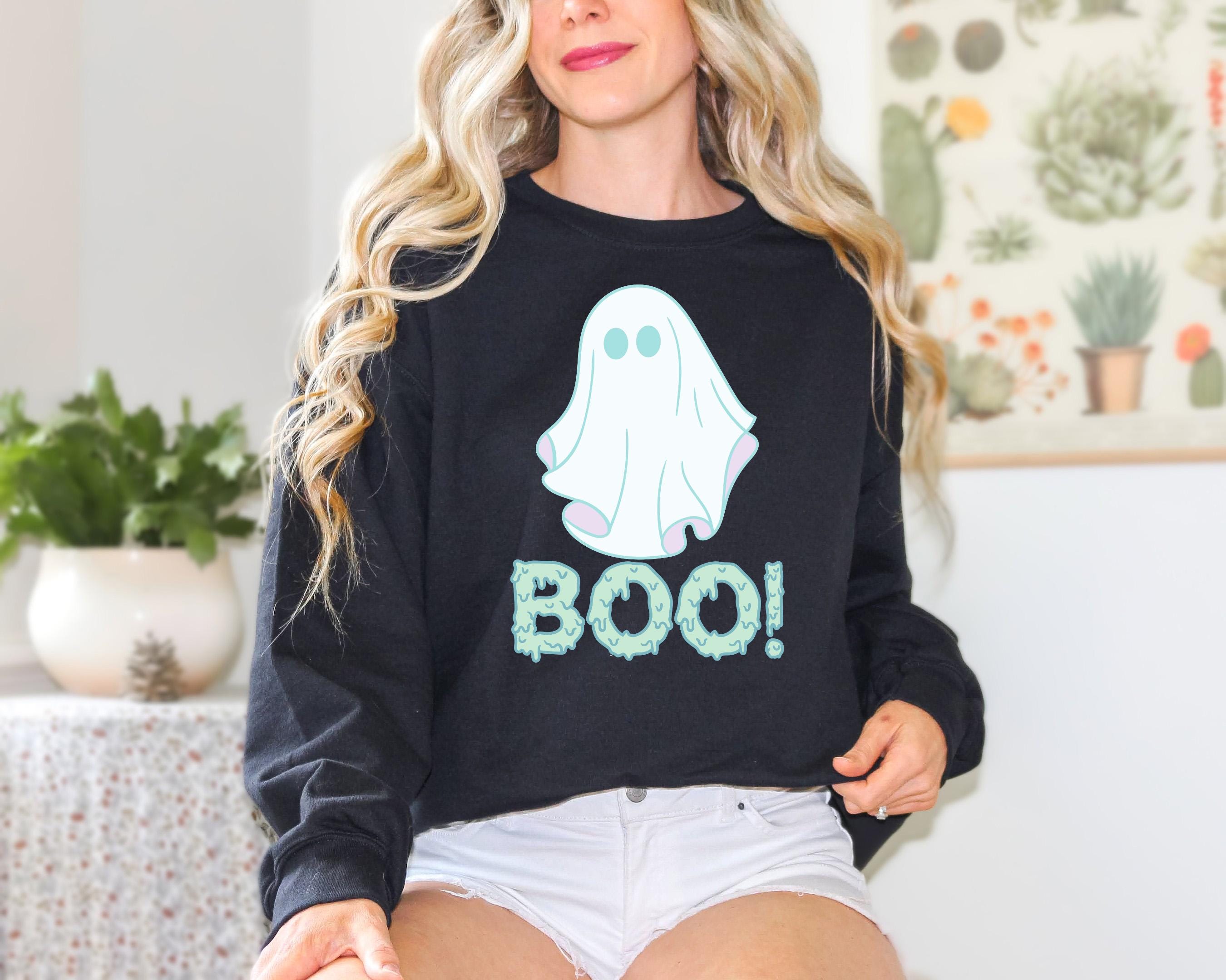 Halloween boo ghost Sweatshirt , cute ghost Sweatshirt, Spooky Season sweatshirt, Halloween Gift, Halloween cute boo ghost sweatshirt
