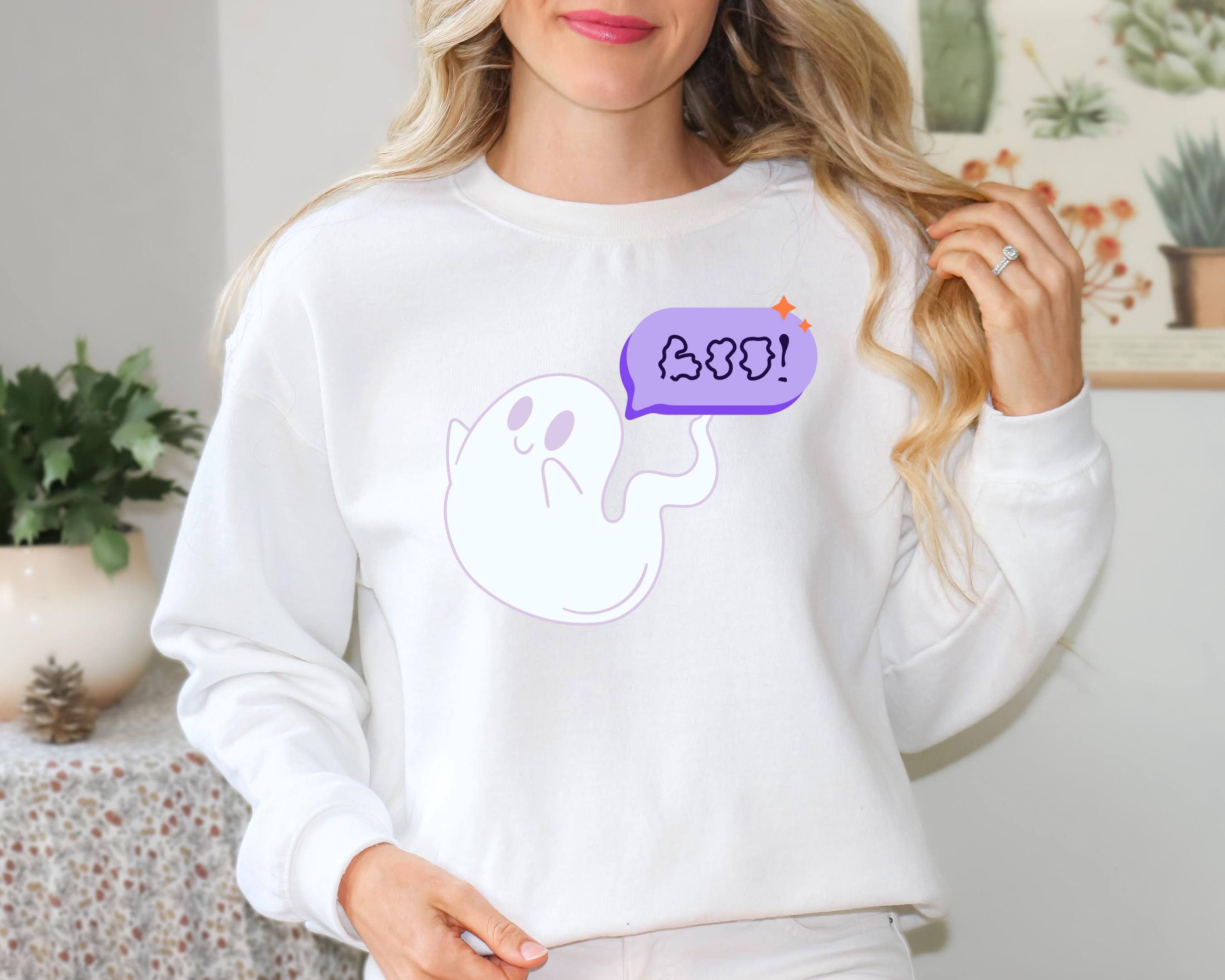 Halloween ghost Sweatshirt , cute ghost Sweatshirt, Spooky Season sweatshirt, Halloween Gift, Halloween cute boo ghost sweatshirt