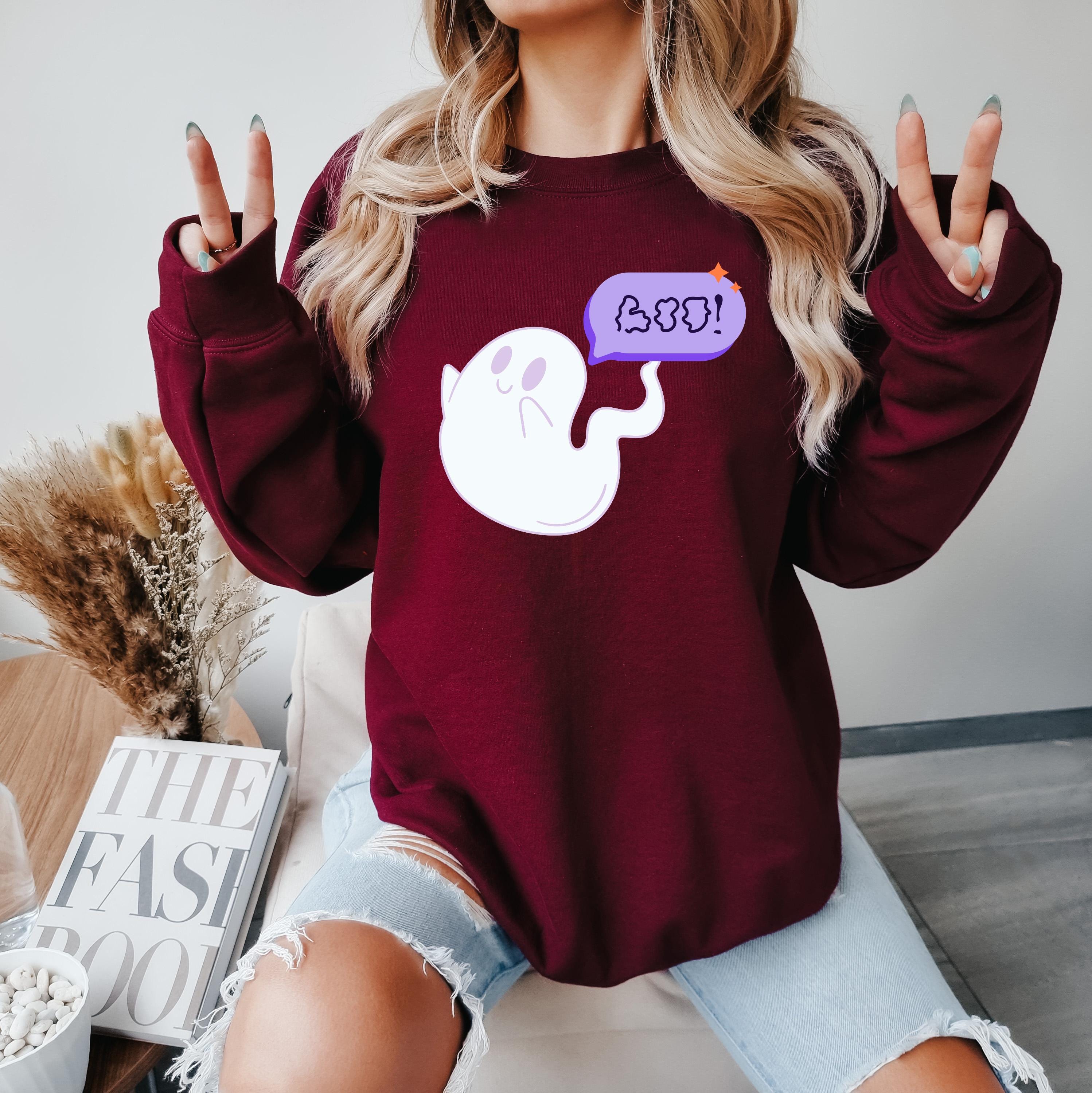Halloween ghost Sweatshirt , cute ghost Sweatshirt, Spooky Season sweatshirt, Halloween Gift, Halloween cute boo ghost sweatshirt