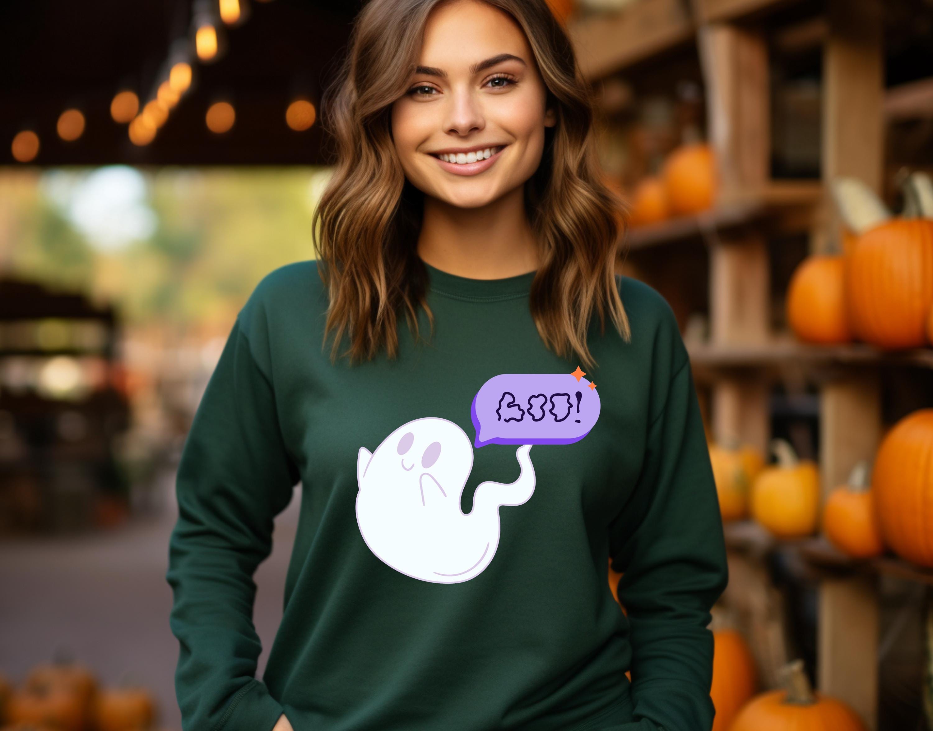 Halloween ghost Sweatshirt , cute ghost Sweatshirt, Spooky Season sweatshirt, Halloween Gift, Halloween cute boo ghost sweatshirt