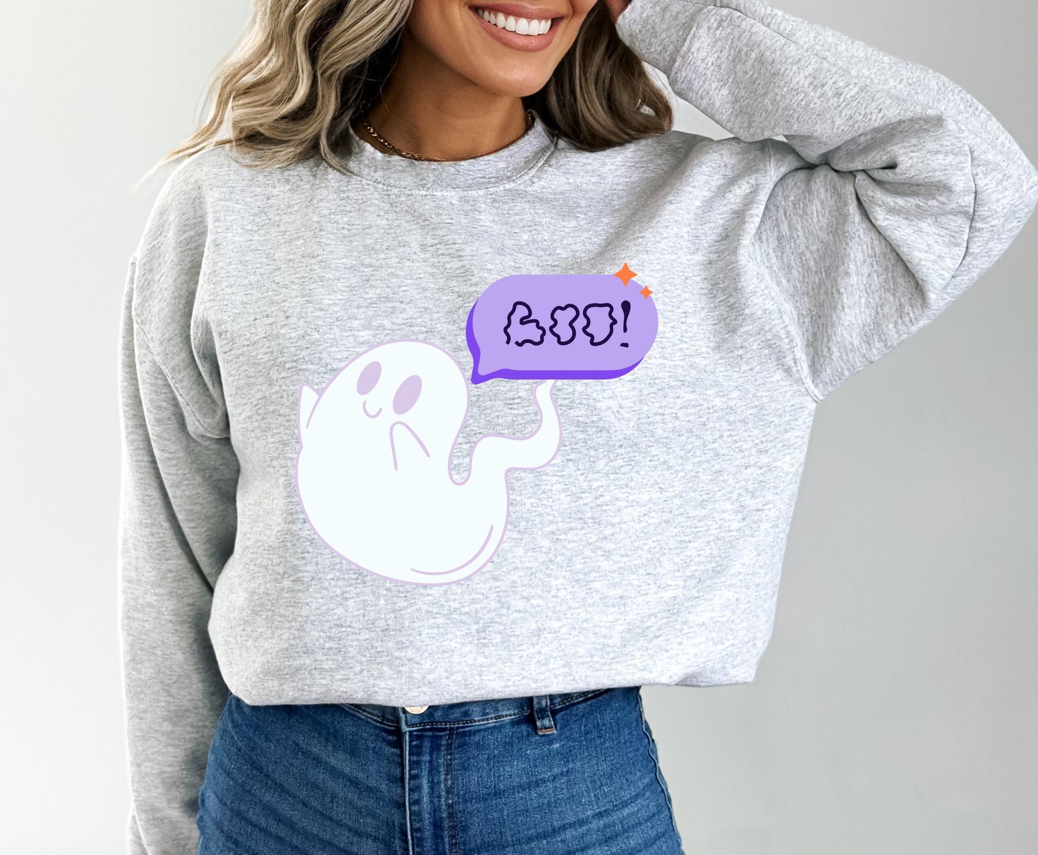 Halloween ghost Sweatshirt , cute ghost Sweatshirt, Spooky Season sweatshirt, Halloween Gift, Halloween cute boo ghost sweatshirt