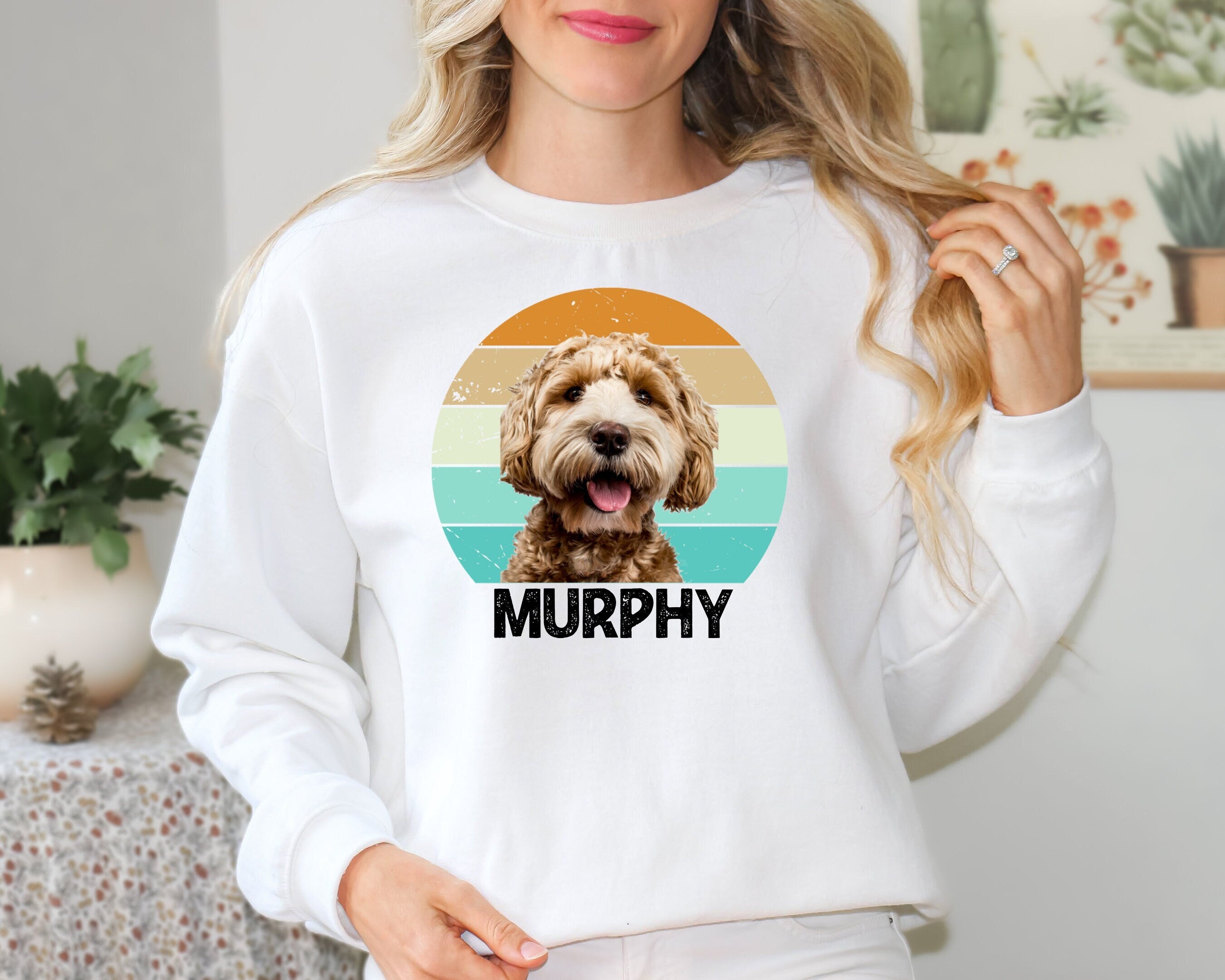 Custom Dog Sweatshirt, Custom Pet Sweatshirt with Vintage Portrait - Personalize Your Pet Photo Shirt in Retro Style, Trend Custom Dog Shirt
