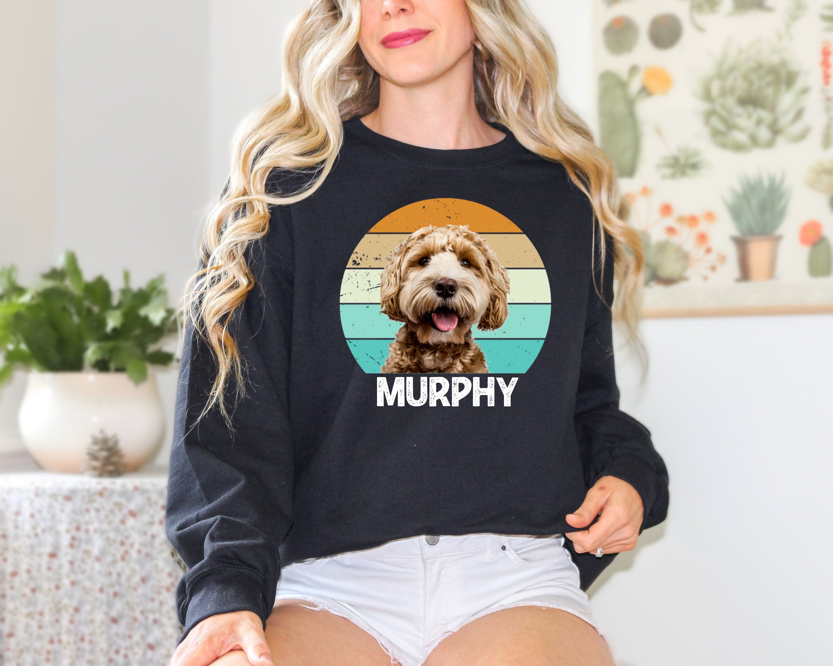 Custom Dog Sweatshirt, Custom Pet Sweatshirt with Vintage Portrait - Personalize Your Pet Photo Shirt in Retro Style, Trend Custom Dog Shirt