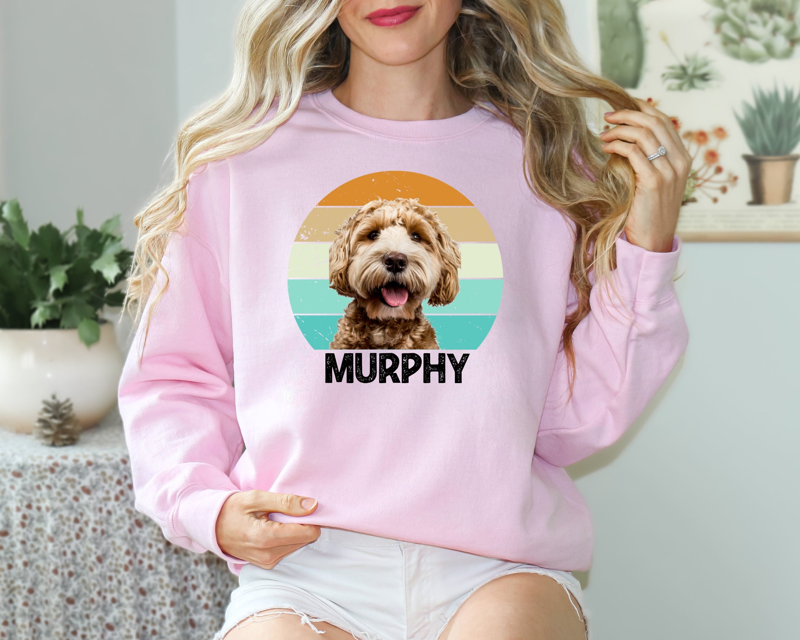 Custom Dog Sweatshirt, Custom Pet Sweatshirt with Vintage Portrait - Personalize Your Pet Photo Shirt in Retro Style, Trend Custom Dog Shirt