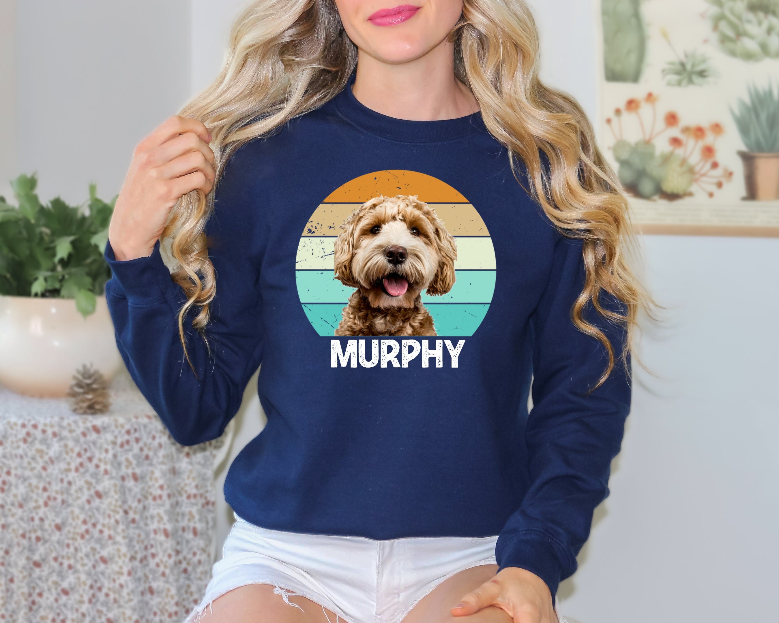 Custom Dog Sweatshirt, Custom Pet Sweatshirt with Vintage Portrait - Personalize Your Pet Photo Shirt in Retro Style, Trend Custom Dog Shirt