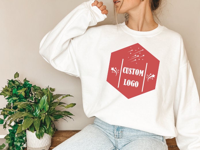 Custom Logo Sweatshirt, Colorful Logo Sweatshirt, Brand Logo Sweatshirt, Add your Own Text, Personal Logo Sweatshirt, Custom Branding Logo