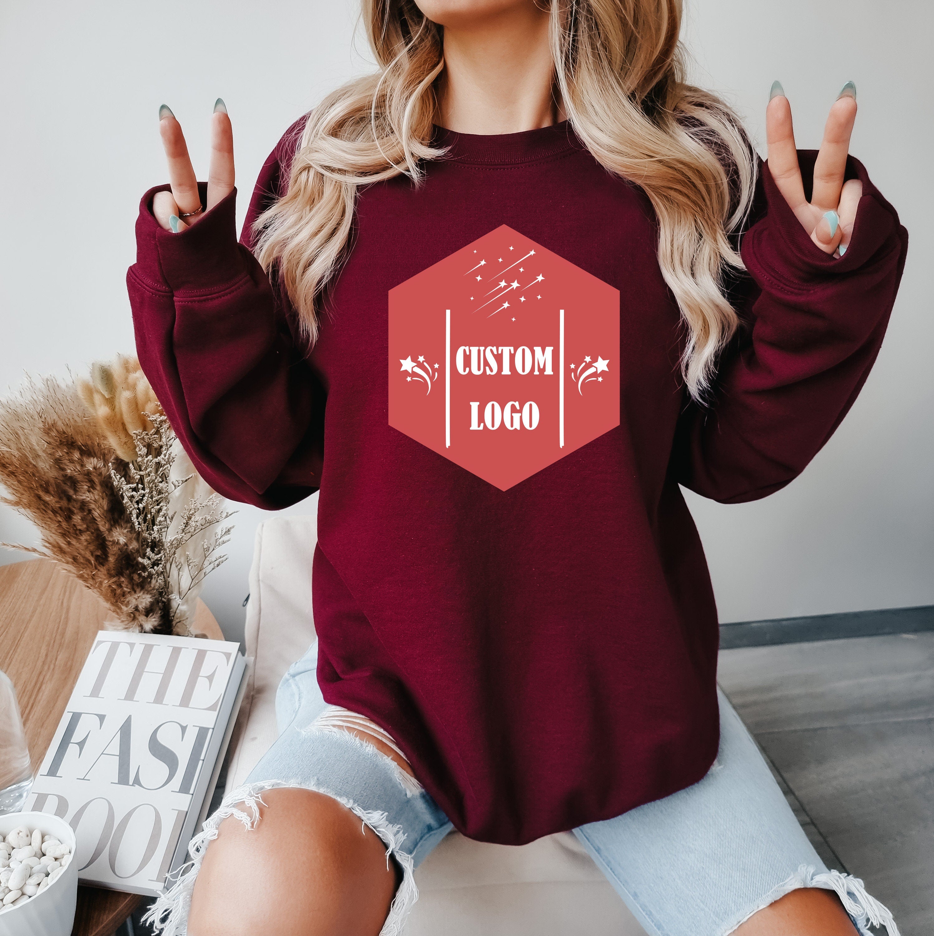 Custom Logo Sweatshirt, Colorful Logo Sweatshirt, Brand Logo Sweatshirt, Add your Own Text, Personal Logo Sweatshirt, Custom Branding Logo