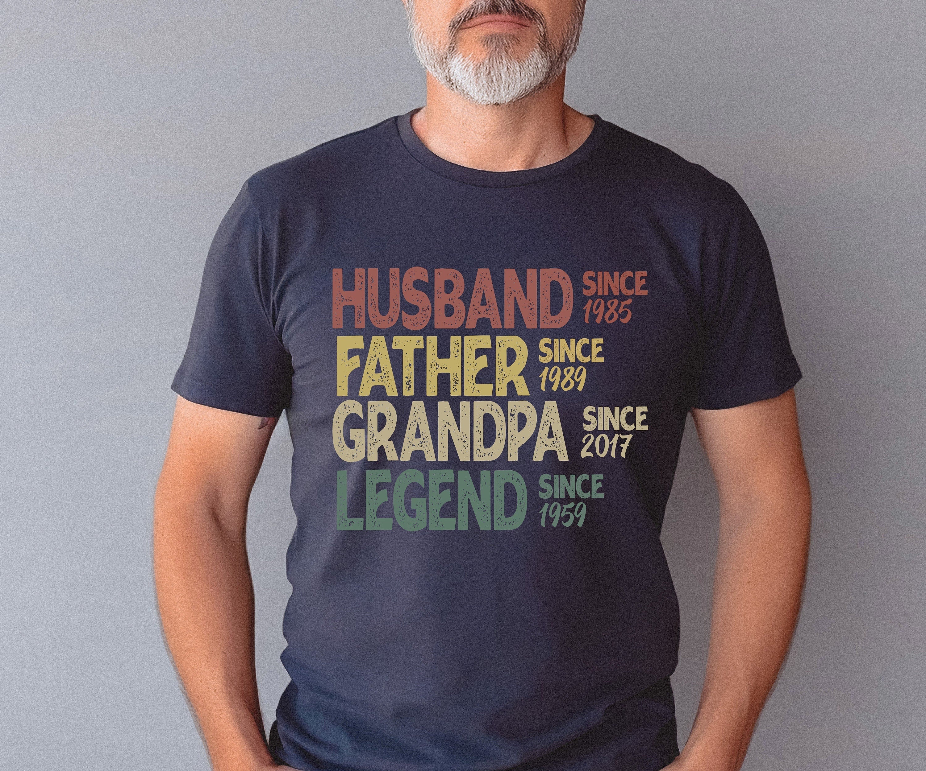Personalized Dad Grandpa Shirt, Father's Day Shirt, Husband Father Grandpa Legend, Grandfather Custom Dates, Funny Dad Birthday Gift for Men