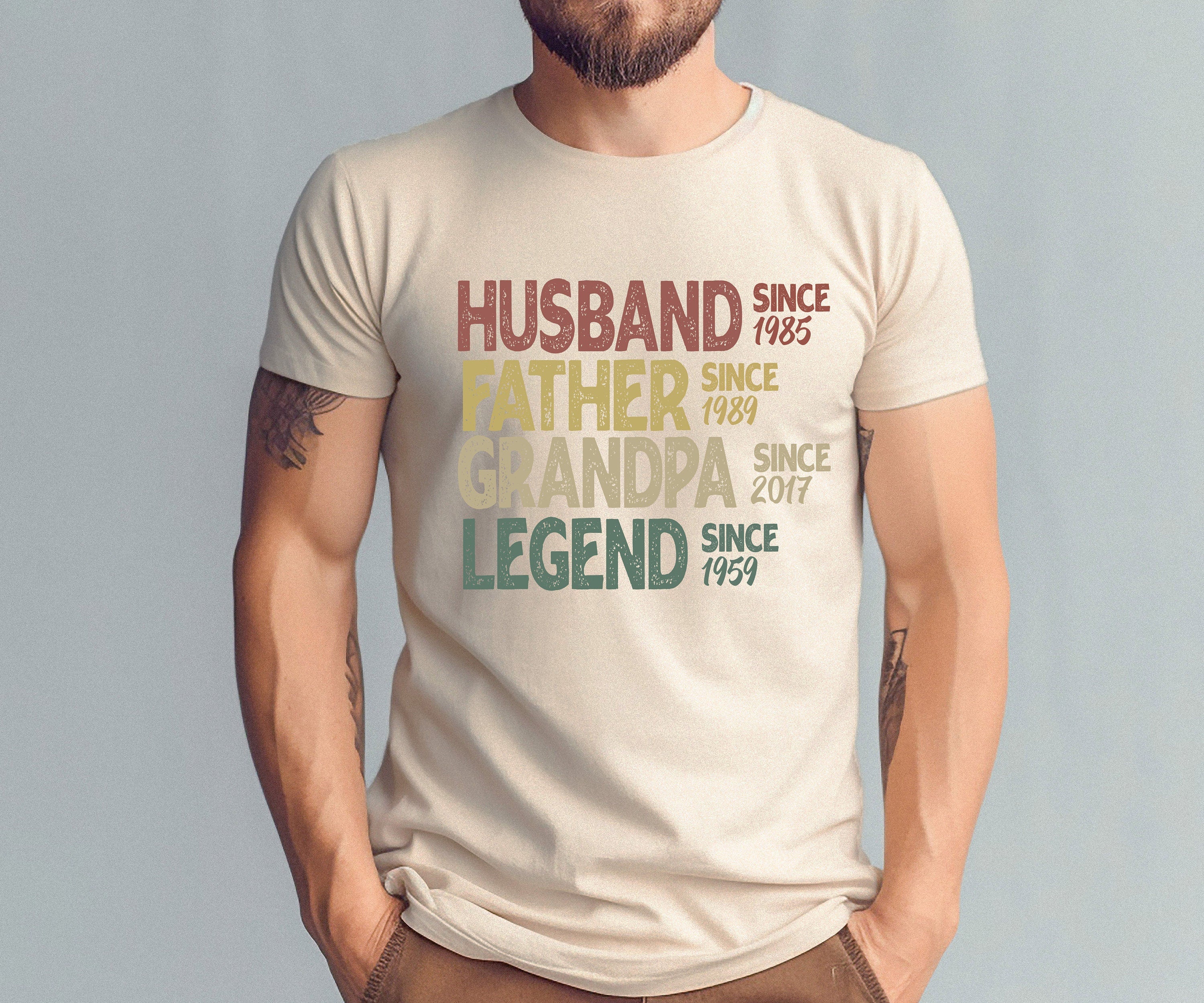 Personalized Dad Grandpa Shirt, Father's Day Shirt, Husband Father Grandpa Legend, Grandfather Custom Dates, Funny Dad Birthday Gift for Men