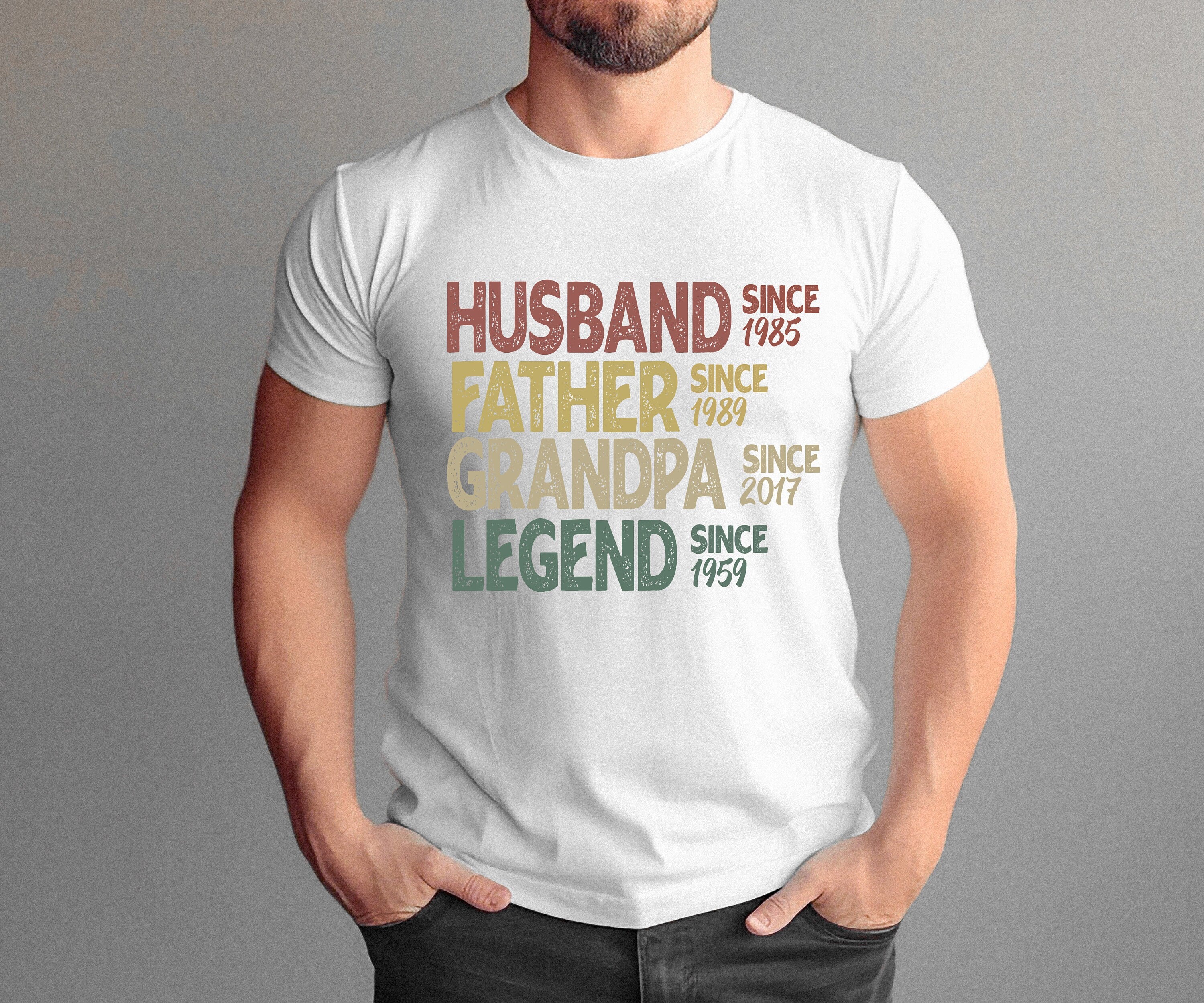 Personalized Dad Grandpa Shirt, Father's Day Shirt, Husband Father Grandpa Legend, Grandfather Custom Dates, Funny Dad Birthday Gift for Men