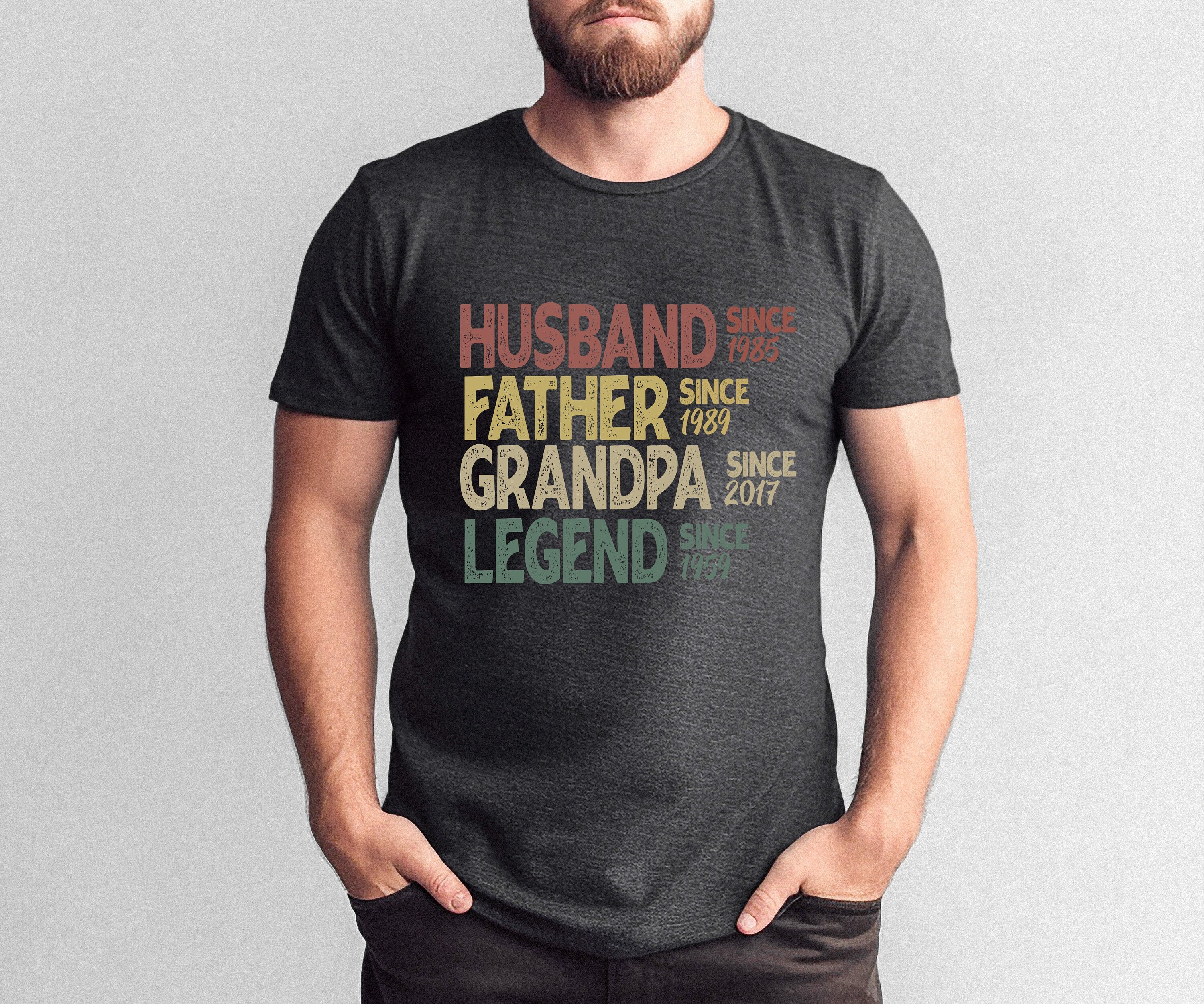 Personalized Dad Grandpa Shirt, Father's Day Shirt, Husband Father Grandpa Legend, Grandfather Custom Dates, Funny Dad Birthday Gift for Men