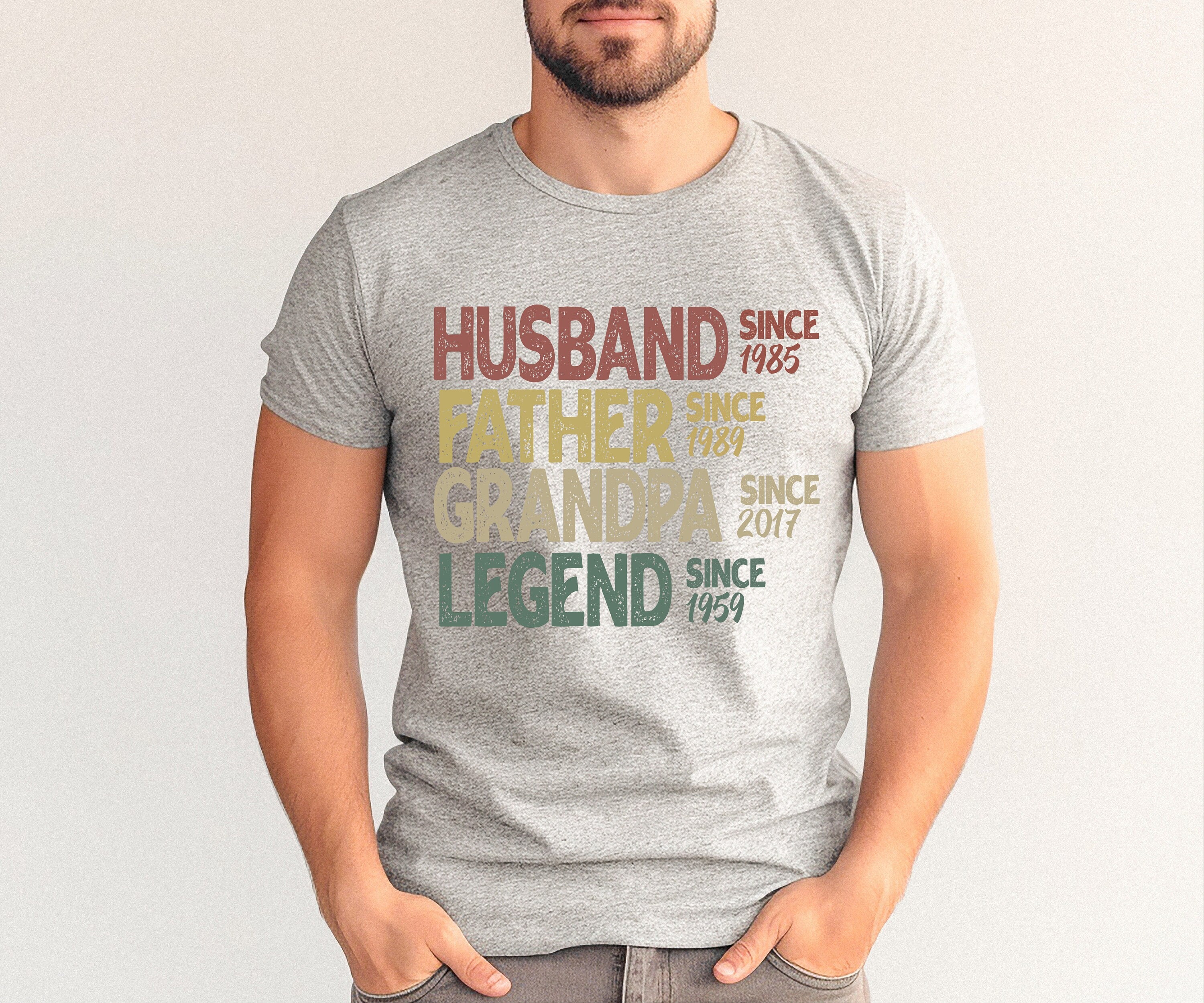 Personalized Dad Grandpa Shirt, Father's Day Shirt, Husband Father Grandpa Legend, Grandfather Custom Dates, Funny Dad Birthday Gift for Men