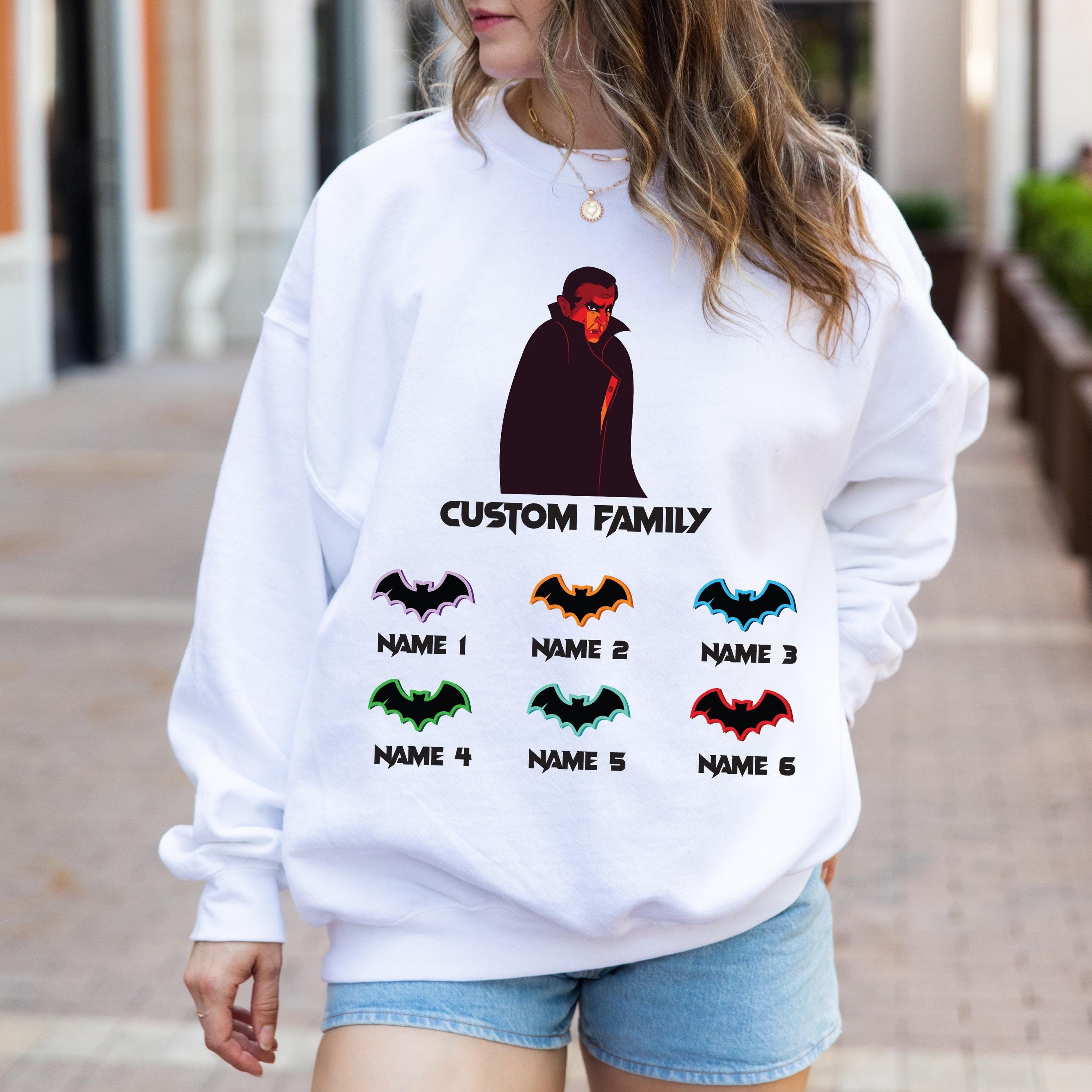 Custom Halloween vampire bat family sweatshirt, Custom sweatshirt, Personalized family Halloween sweatshirt, Spooky custom vampire bat shirt