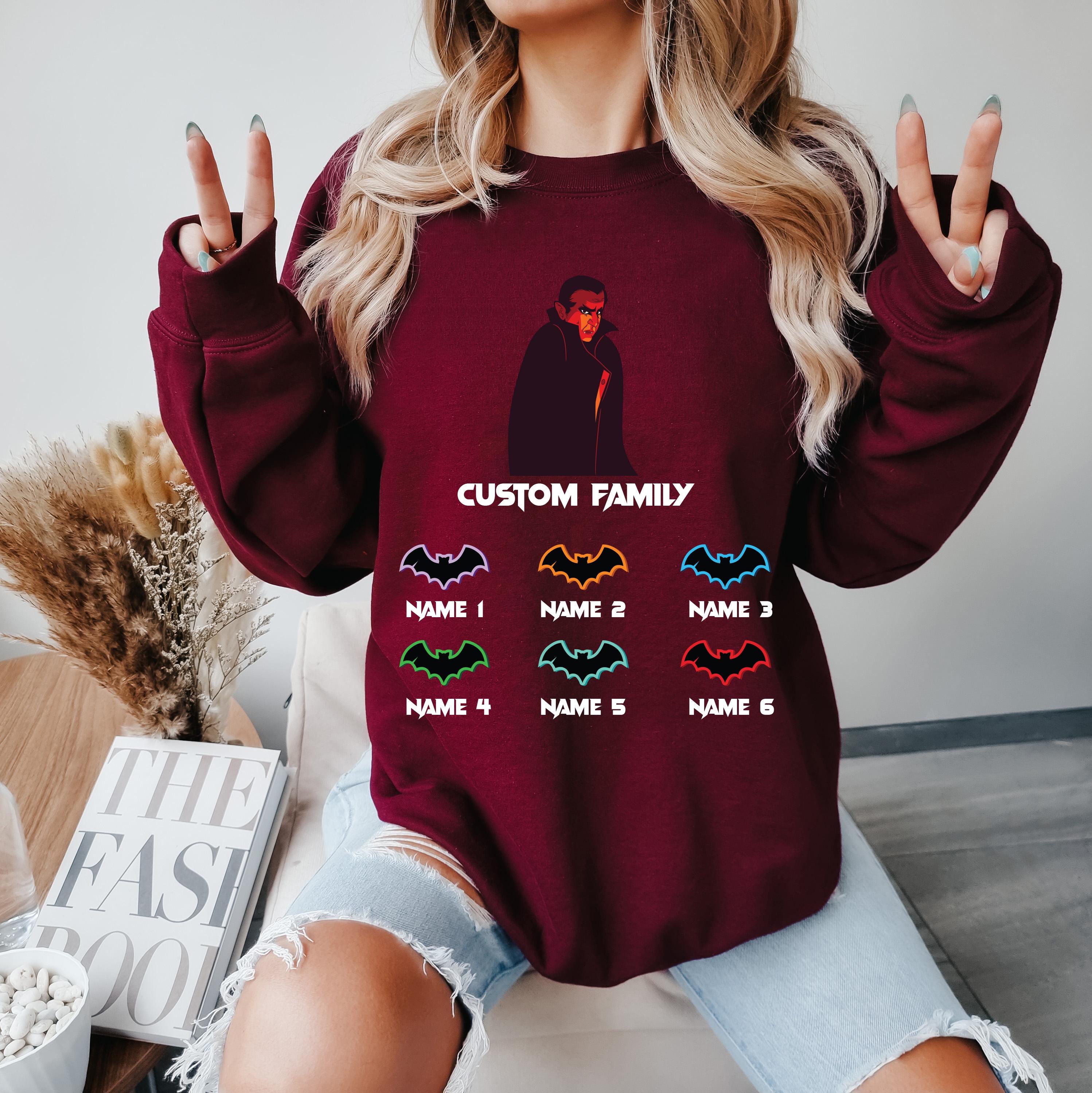 Custom Halloween vampire bat family sweatshirt, Custom sweatshirt, Personalized family Halloween sweatshirt, Spooky custom vampire bat shirt