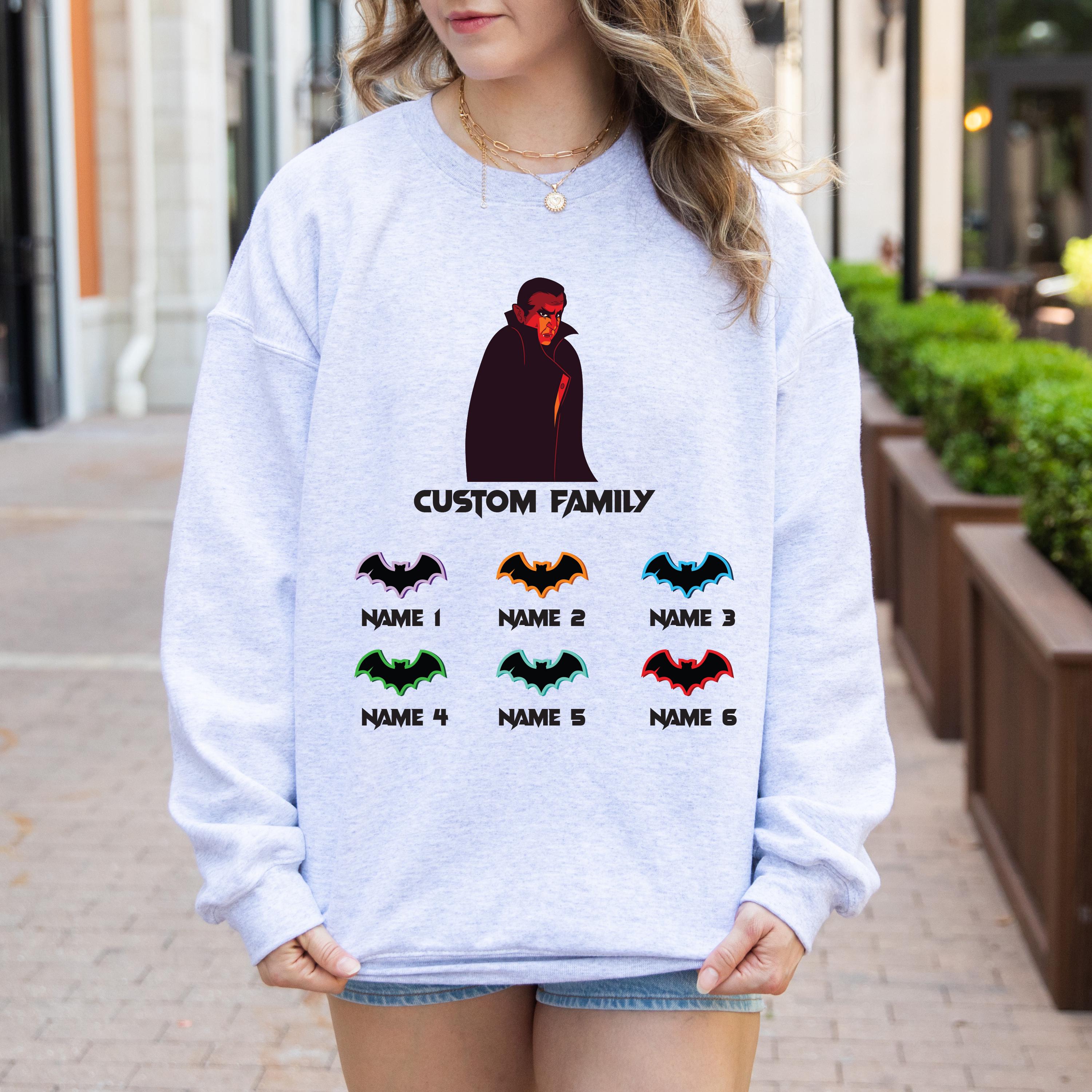 Custom Halloween vampire bat family sweatshirt, Custom sweatshirt, Personalized family Halloween sweatshirt, Spooky custom vampire bat shirt