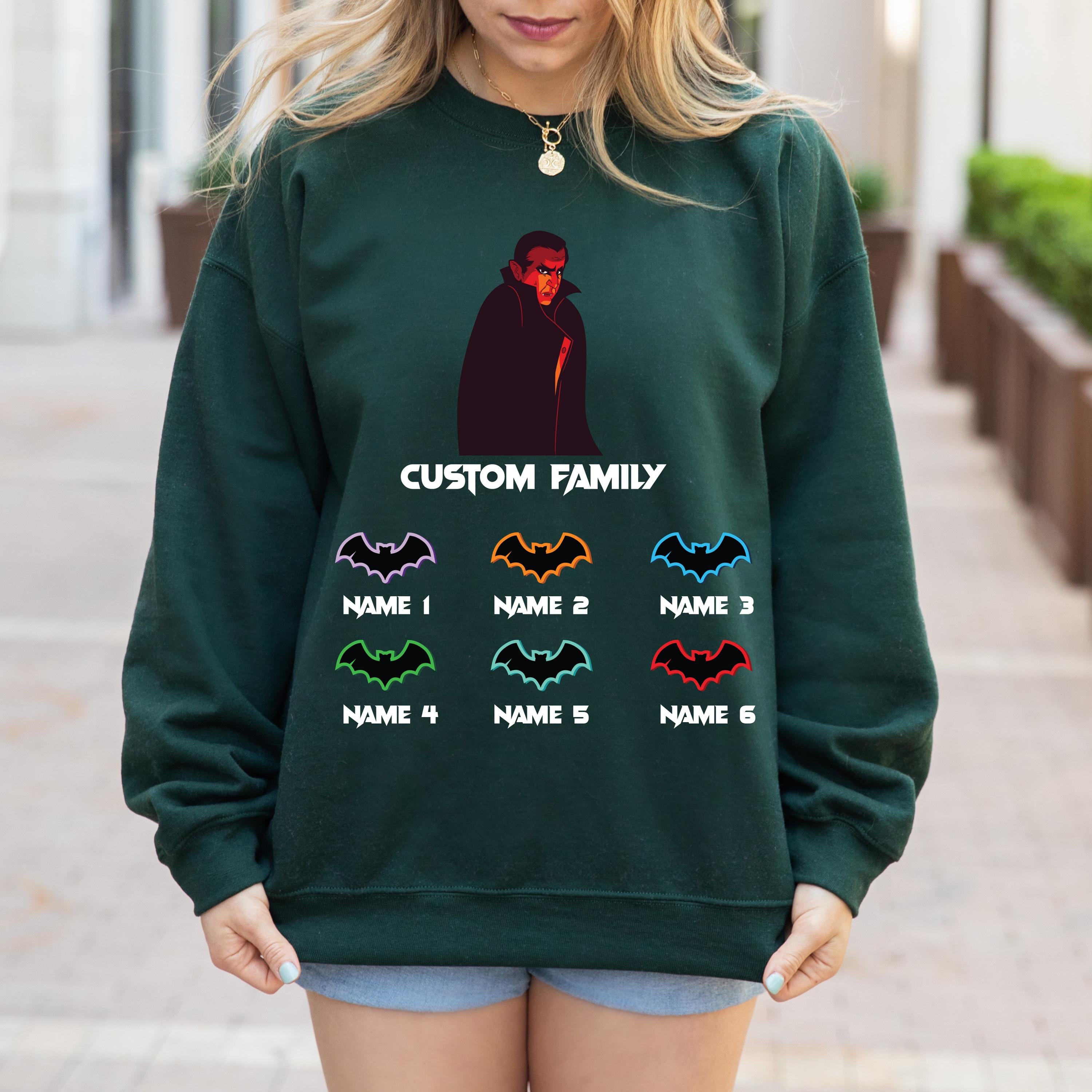 Custom Halloween vampire bat family sweatshirt, Custom sweatshirt, Personalized family Halloween sweatshirt, Spooky custom vampire bat shirt