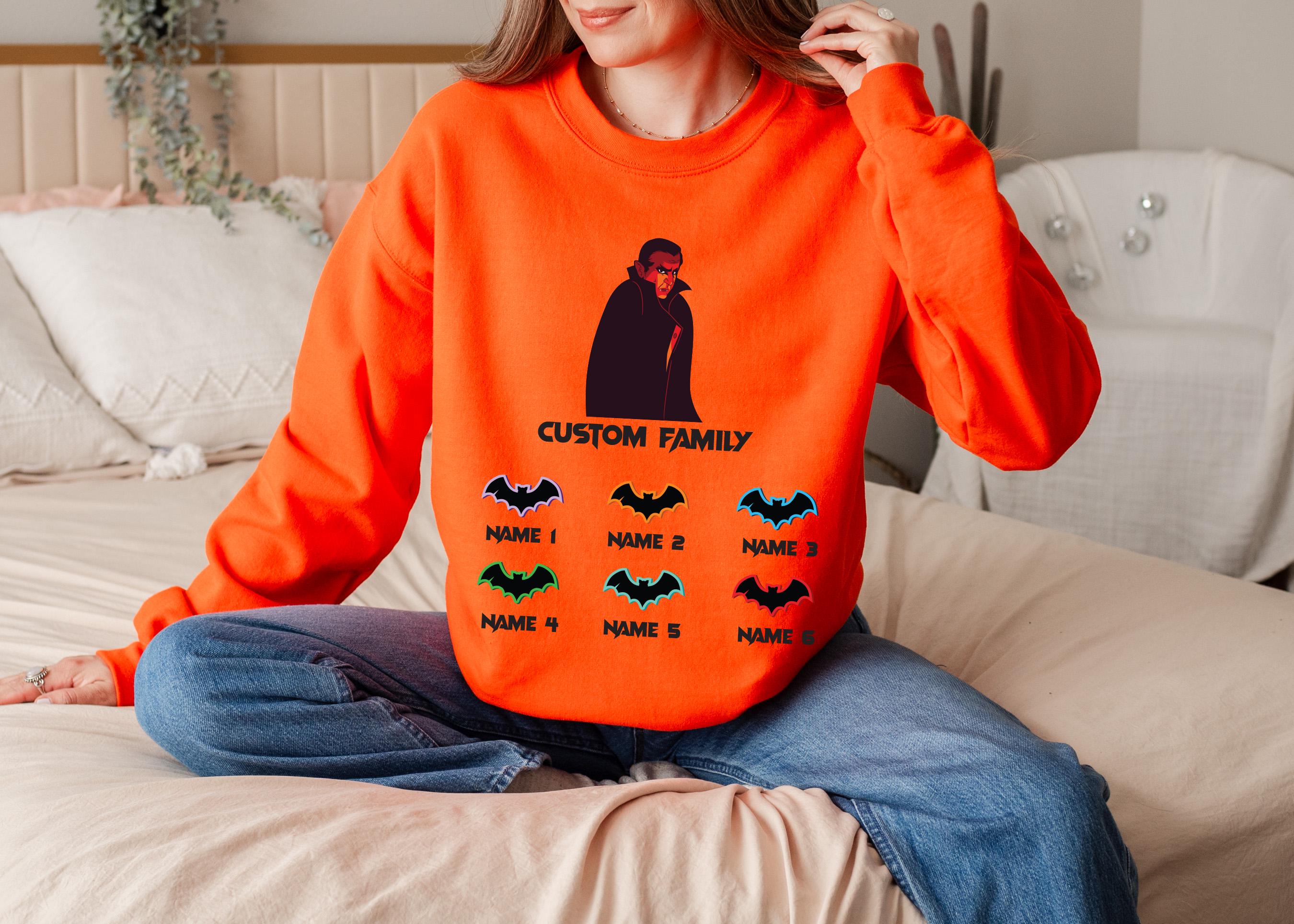 Custom Halloween vampire bat family sweatshirt, Custom sweatshirt, Personalized family Halloween sweatshirt, Spooky custom vampire bat shirt