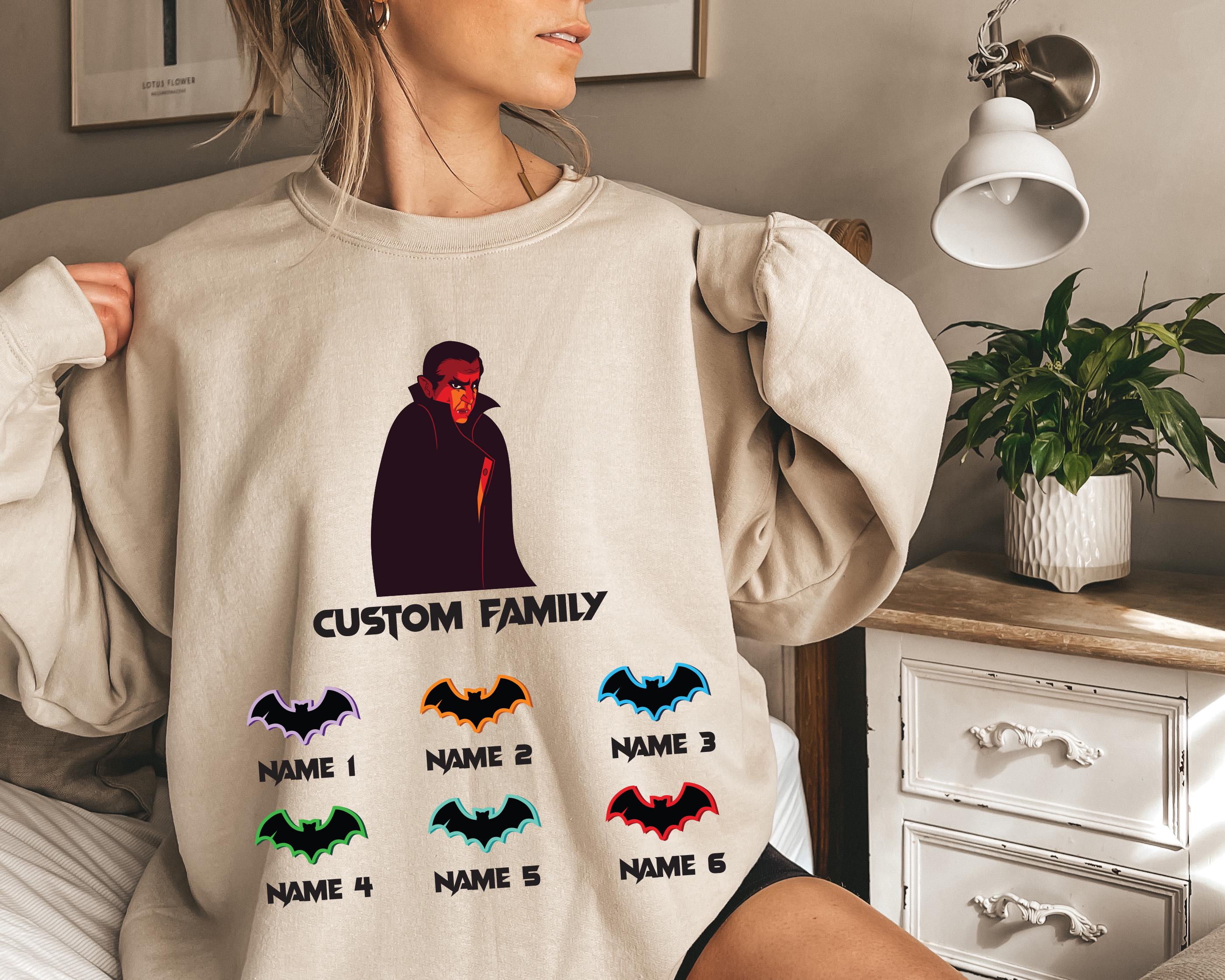 Custom Halloween vampire bat family sweatshirt, Custom sweatshirt, Personalized family Halloween sweatshirt, Spooky custom vampire bat shirt