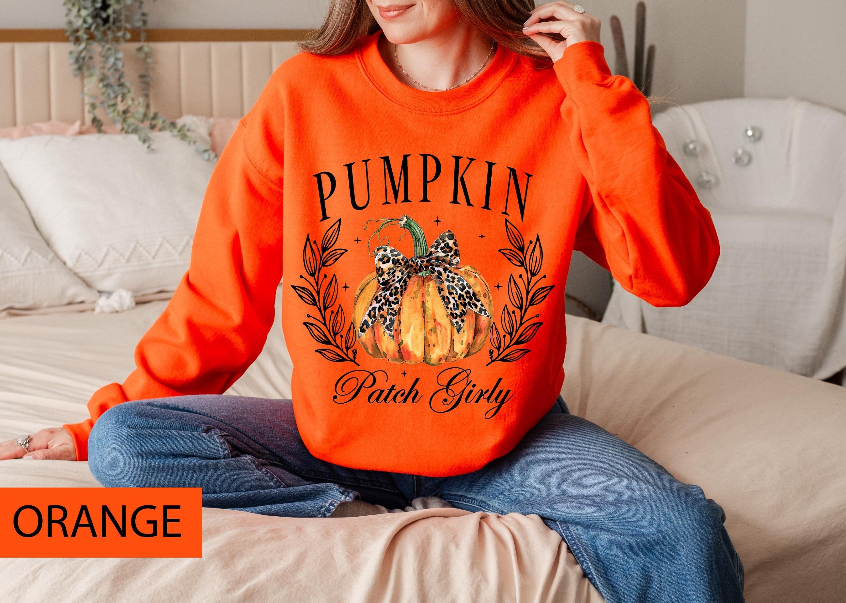 Pumpkin patch girly sweatshirt, vintage pumpkin sweatshirt, Fall sweatshirt, pumpkin patch sweatshirt, Halloween coquette pumpkin sweatshirt