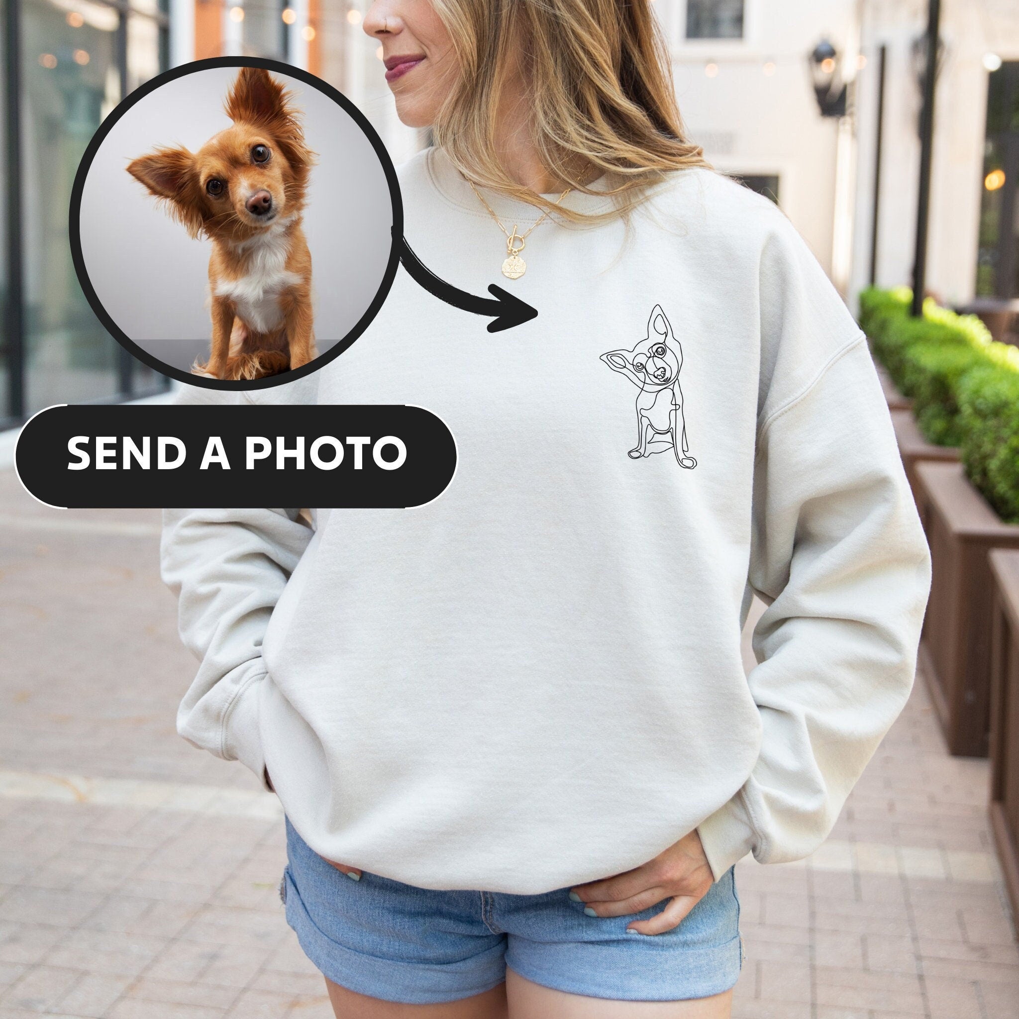 Custom Pet Portrait Sweatshirt, Custom Portrait from Photo Sweatshirt, Custom Photo Sweatshirt, Cat and Dog Sweatshirt, Personalized Pet