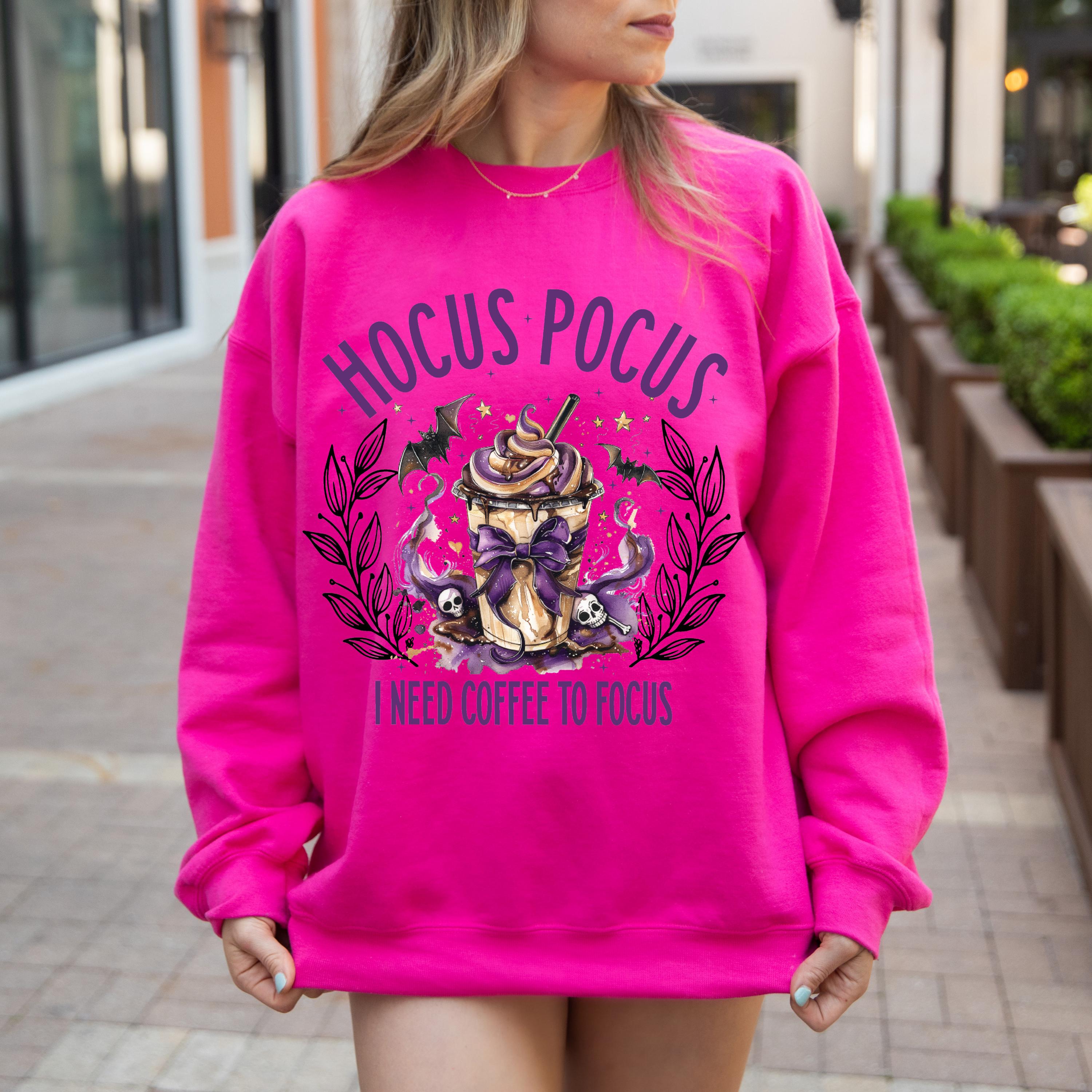 Hocus pocus I need a coffee to focus Sweatshirt, Halloween coffee Sweatshirt, fun Sweatshirt, Spooky season Sweatshirt,  Fall season