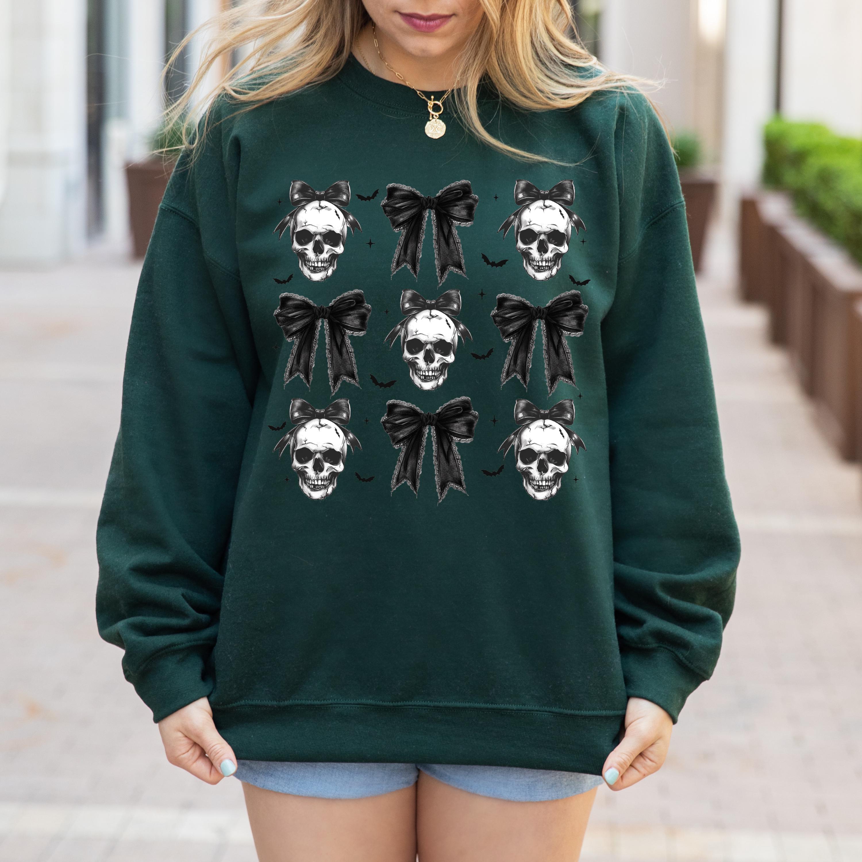 Coquette Skull Sweatshirt, Western Halloween Crewneck, Cowgirl Halloween, Skeleton Sweatshirt,  Coquette Bow Sweatshirt, Halloween gifts