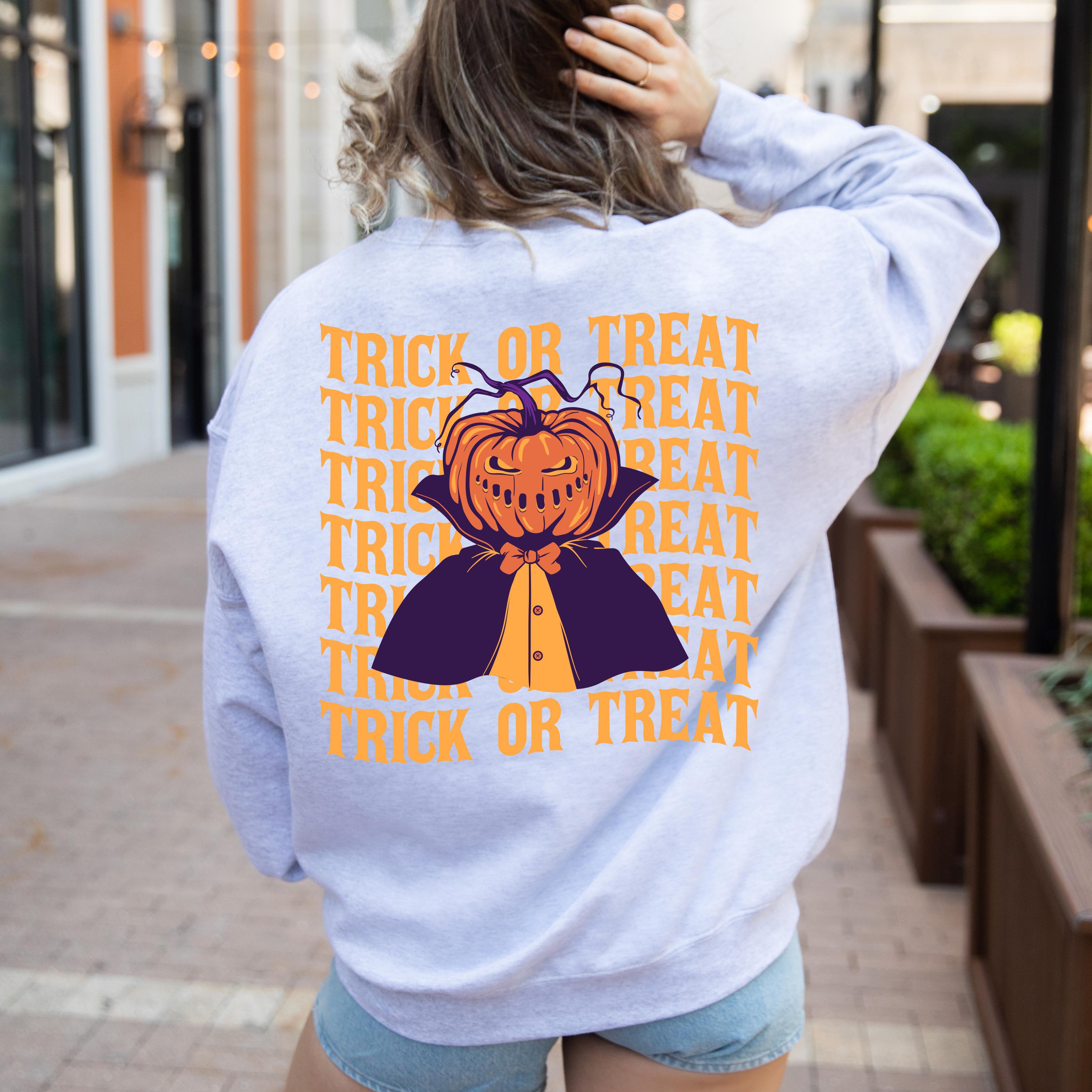 Spooky Season Trick or Treat Pumpkin Sweatshirt, Halloween Sweatshirt, Vintage pumpkin, Pumpkin Sweatshirt Retro Halloween Sweatshirt