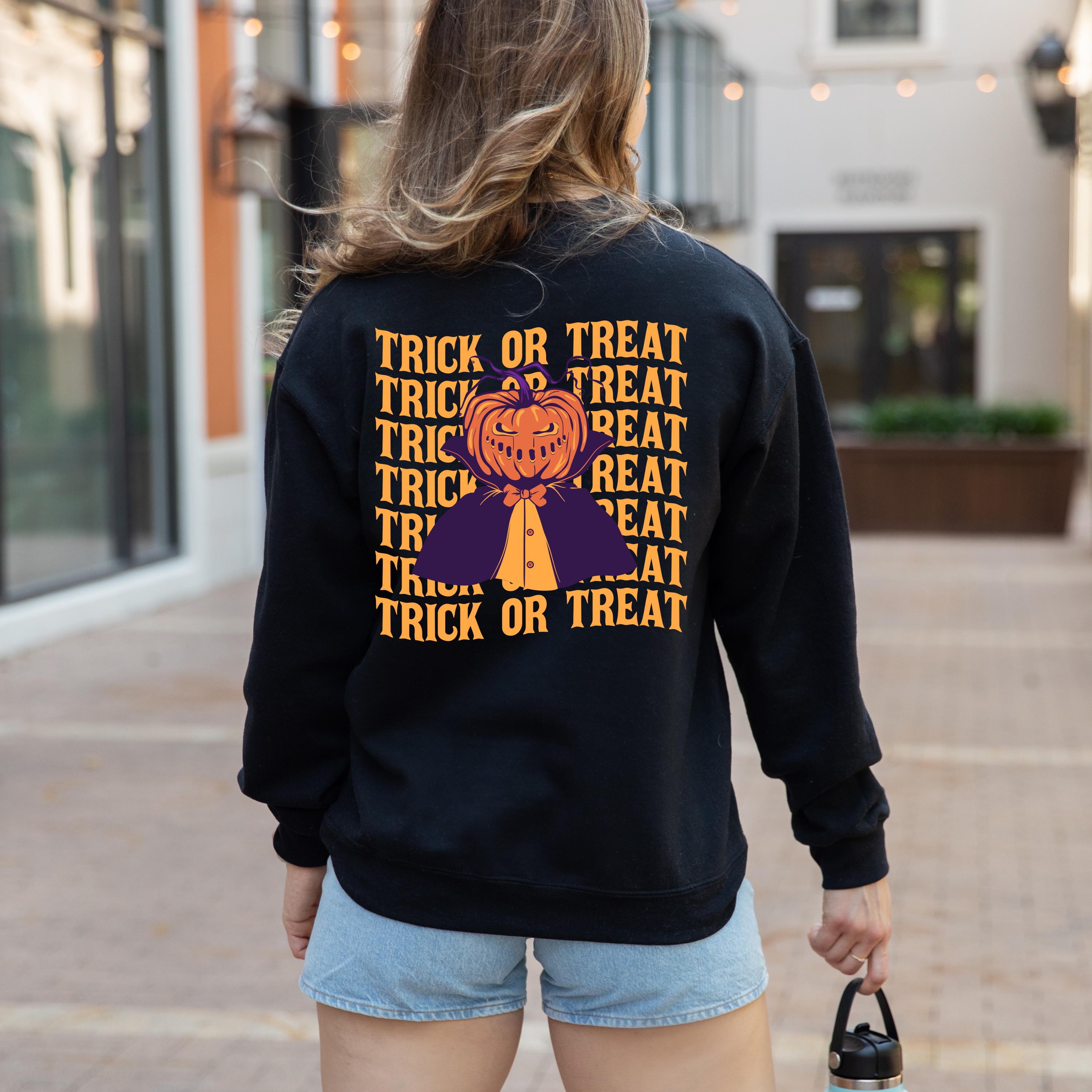 Spooky Season Trick or Treat Pumpkin Sweatshirt, Halloween Sweatshirt, Vintage pumpkin, Pumpkin Sweatshirt Retro Halloween Sweatshirt