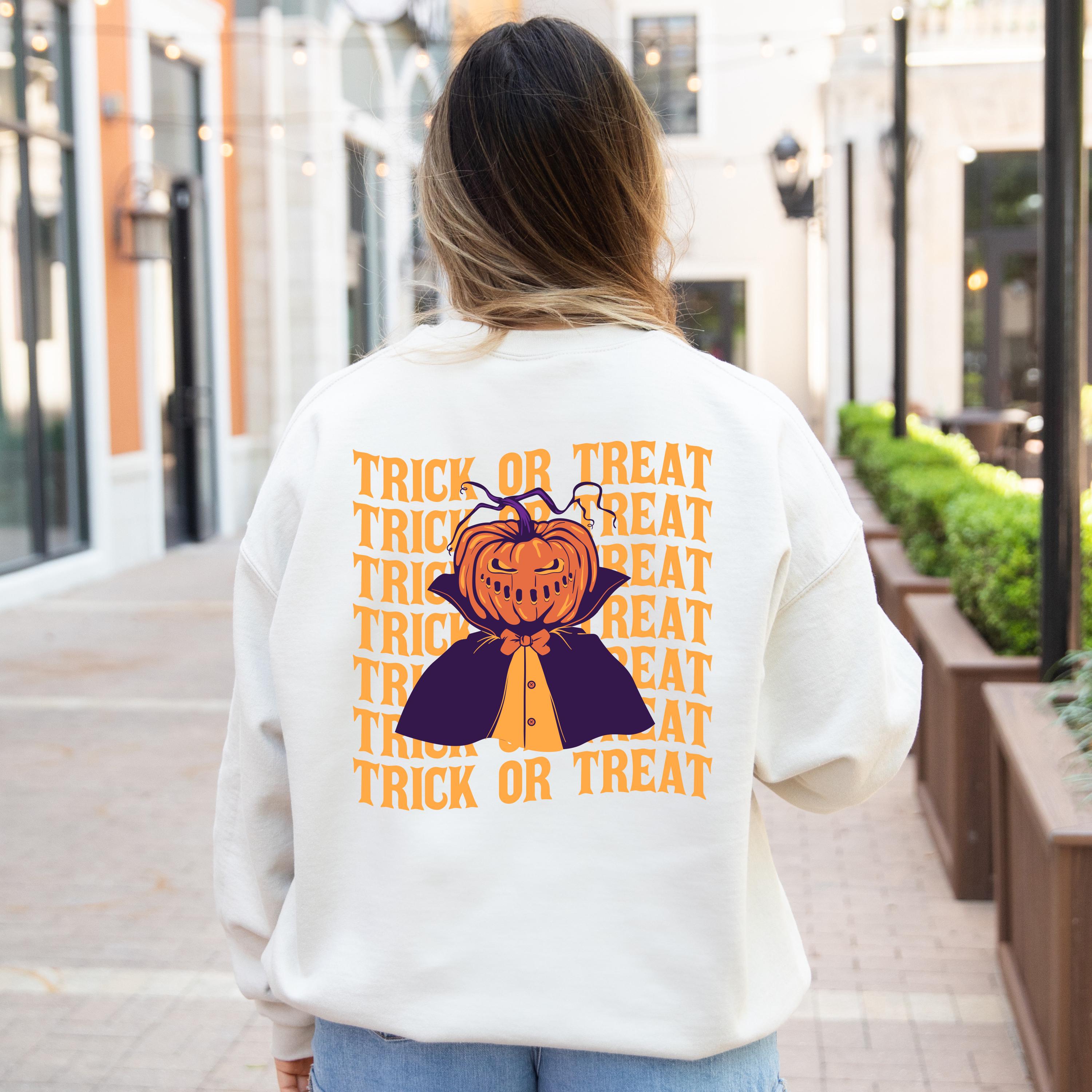 Spooky Season Trick or Treat Pumpkin Sweatshirt, Halloween Sweatshirt, Vintage pumpkin, Pumpkin Sweatshirt Retro Halloween Sweatshirt