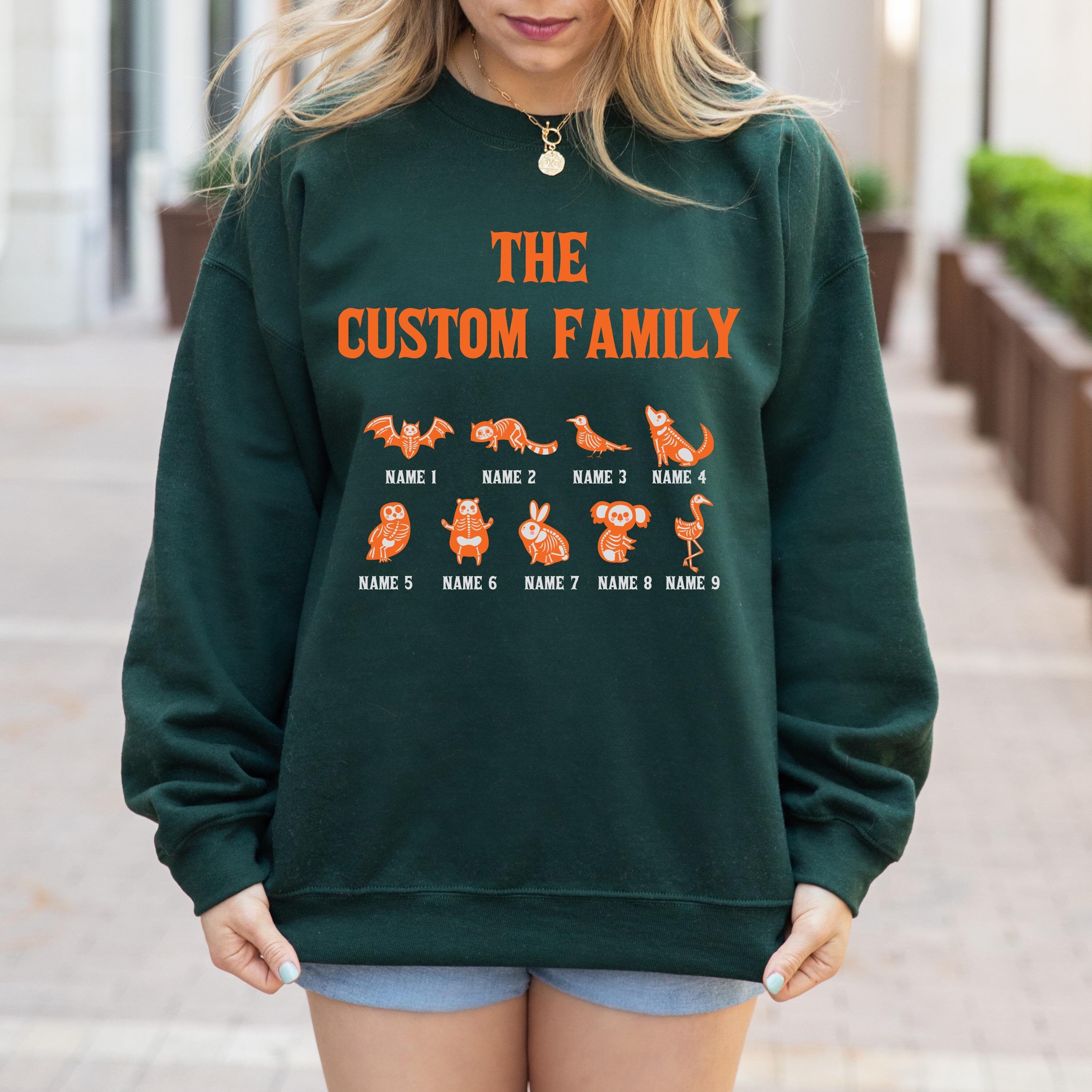 Custom Halloween Skeleton family Sweatshirt, Custom sweatshirt, Personalized family Halloween Sweatshirt, Spooky halloween family sweatshirt