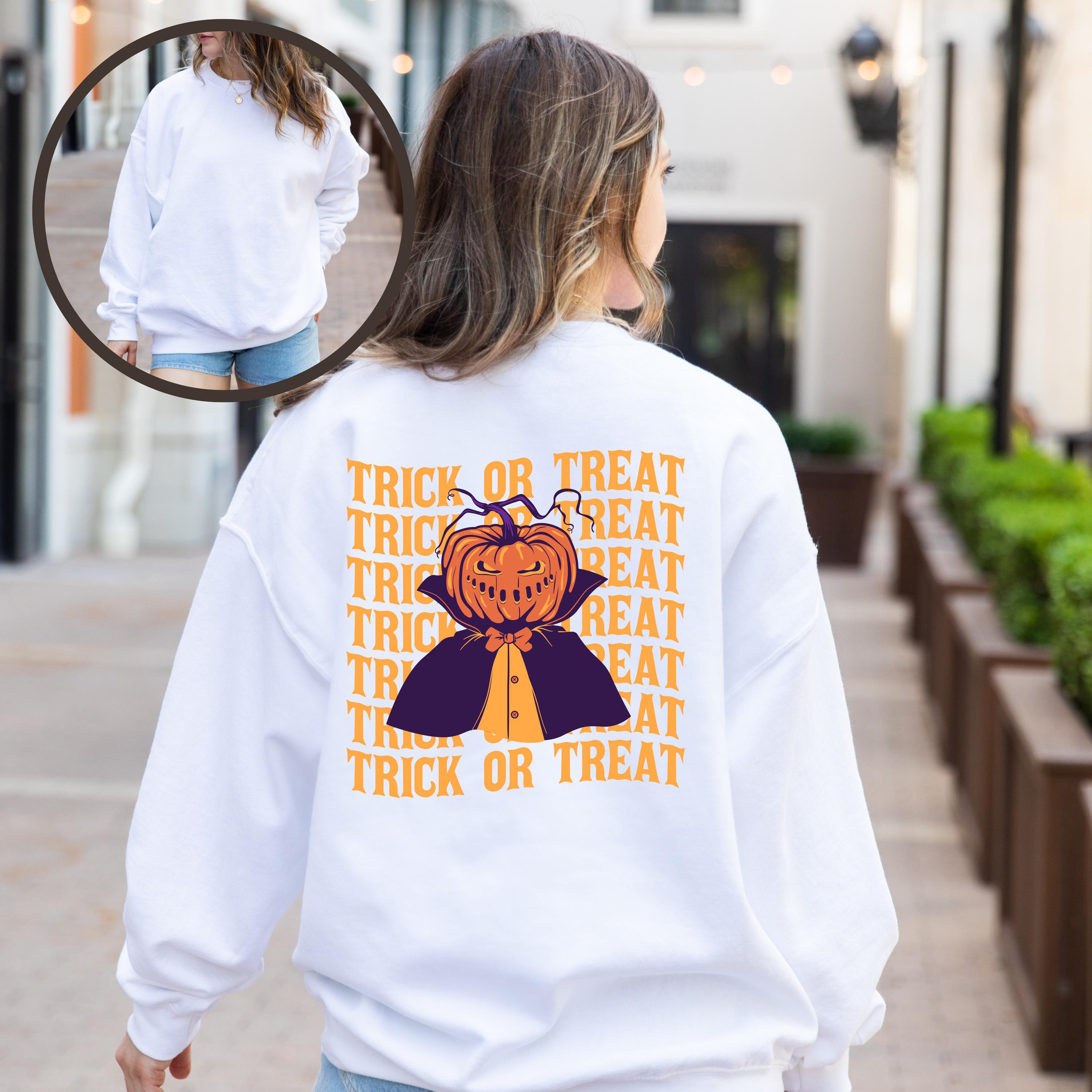 Spooky Season Trick or Treat Pumpkin Sweatshirt, Halloween Sweatshirt, Vintage pumpkin, Pumpkin Sweatshirt Retro Halloween Sweatshirt