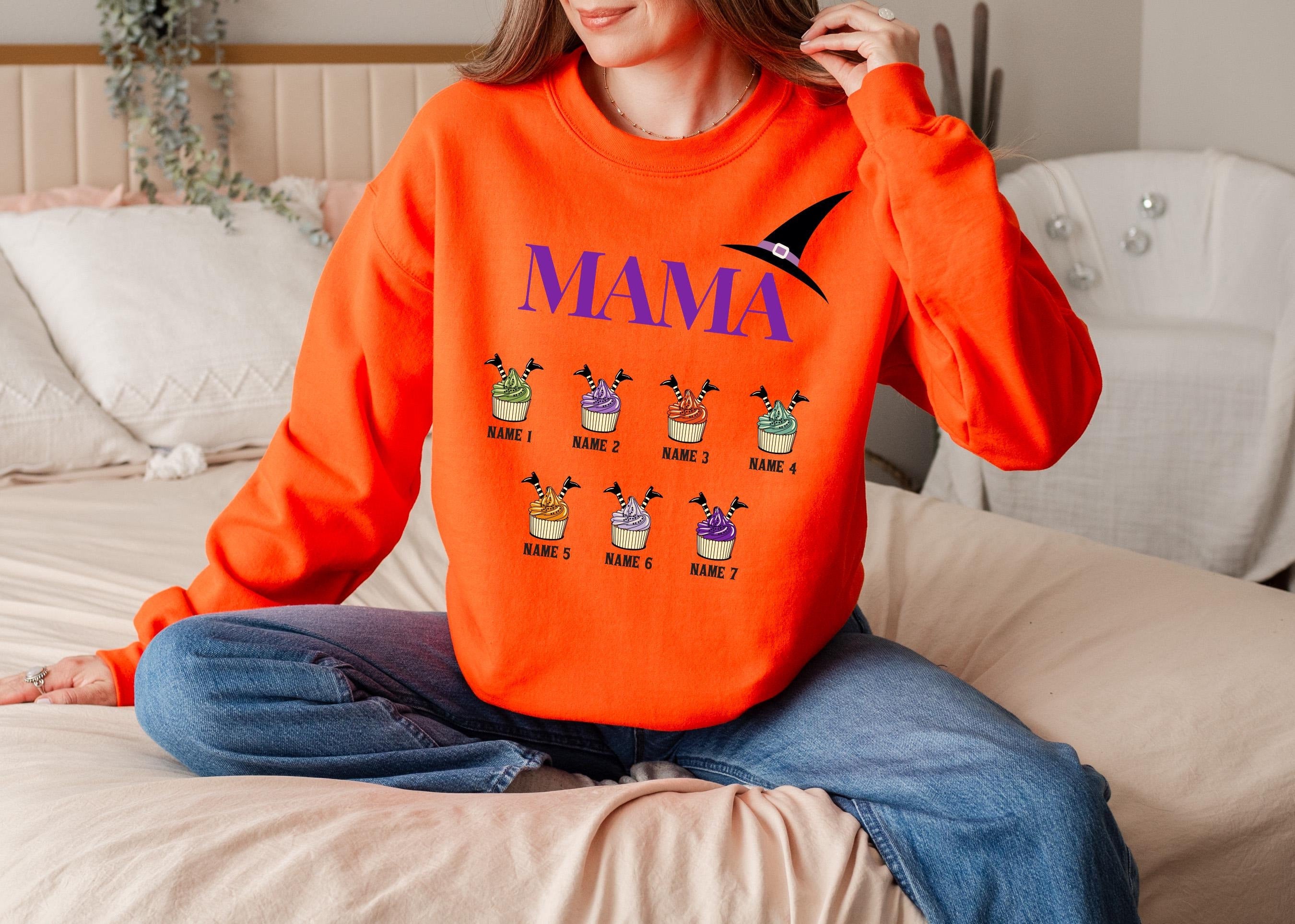 Custom Halloween Granma Mama Mom Witch Sweatshirt, Custom sweatshirt, Personalized Witch Halloween Sweatshirt, Cute family sweatshirt