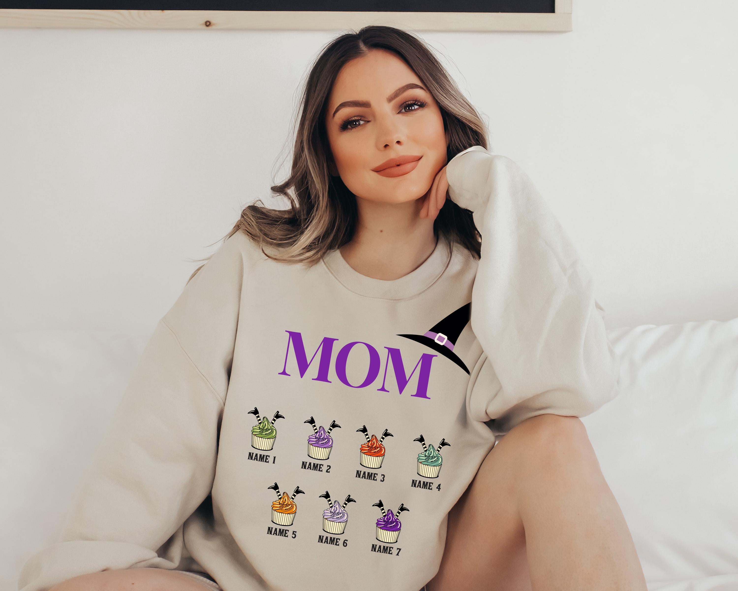 Custom Halloween Granma Mama Mom Witch Sweatshirt, Custom sweatshirt, Personalized Witch Halloween Sweatshirt, Cute family sweatshirt