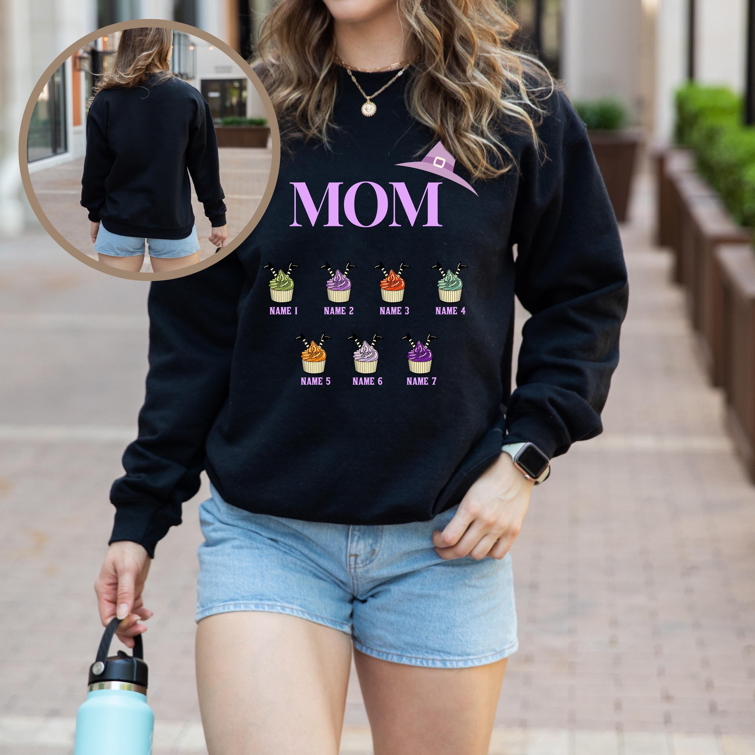 Custom Halloween Granma Mama Mom Witch Sweatshirt, Custom sweatshirt, Personalized Witch Halloween Sweatshirt, Cute family sweatshirt