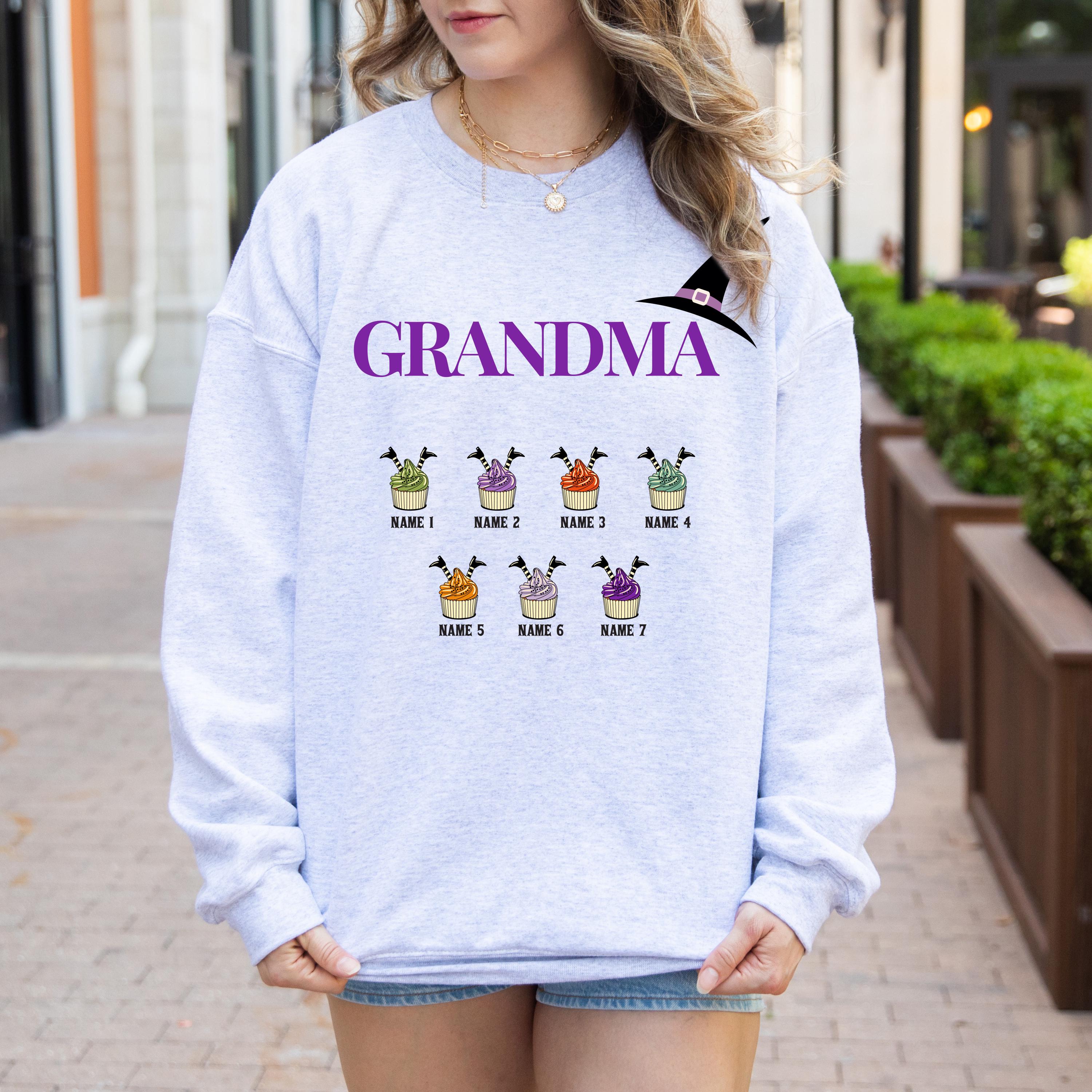Custom Halloween Granma Mama Mom Witch Sweatshirt, Custom sweatshirt, Personalized Witch Halloween Sweatshirt, Cute family sweatshirt